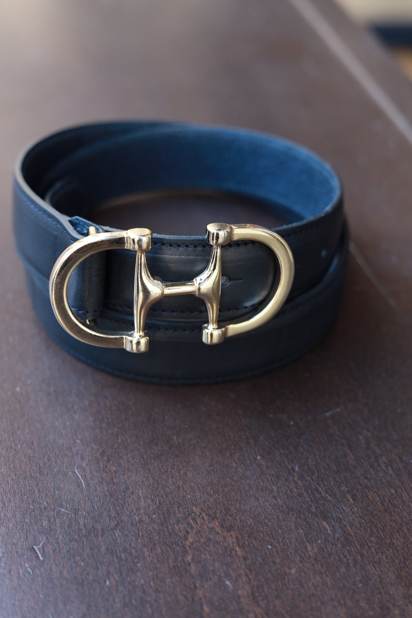 Ceinture en cuir lisse Ambre - Marine-CEINTURE FEMME-Curling-Paris