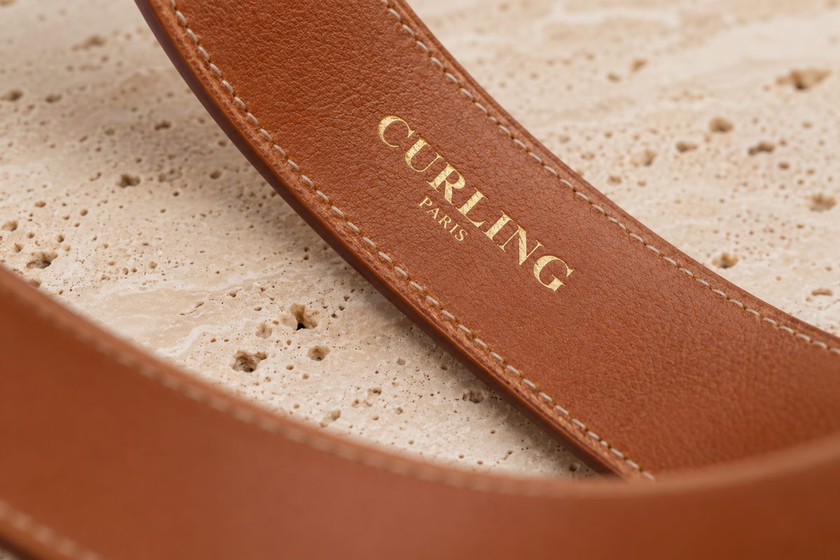 Ceinture en cuir lisse Giulia - Camel-CEINTURE FEMME-Curling-Paris