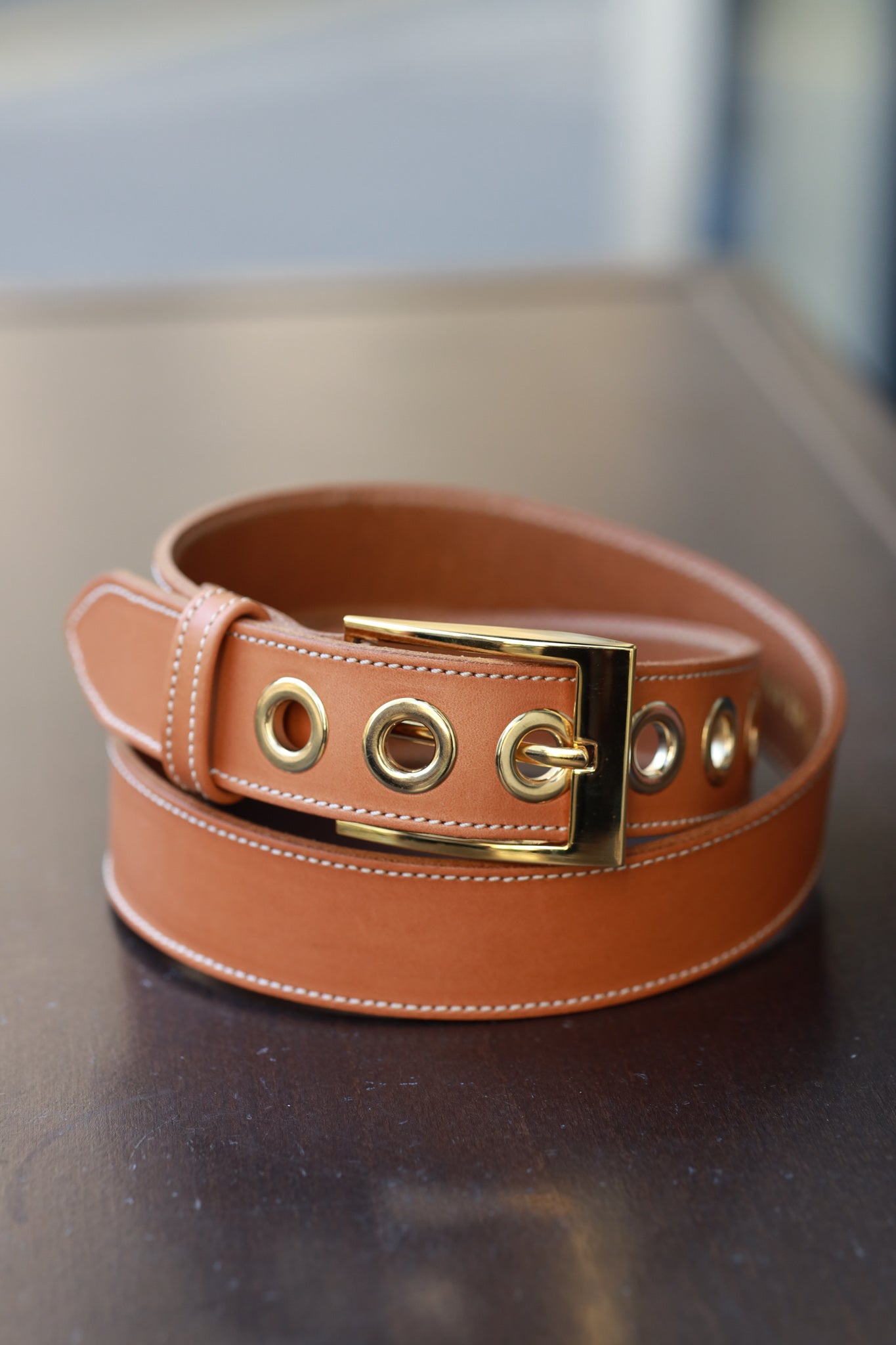 Ceinture en cuir lisse Giulia - Camel-CEINTURE FEMME-Curling-Paris