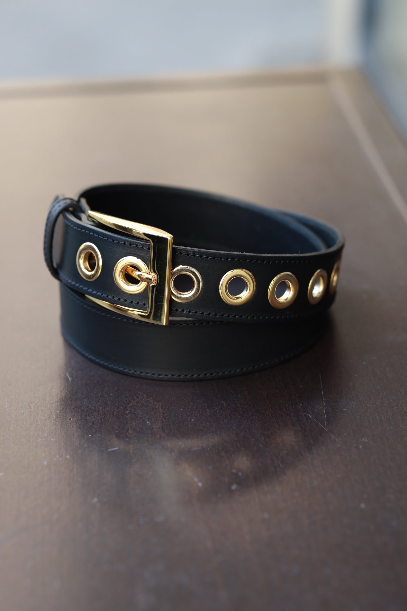 Ceinture en cuir lisse Giulia - Noir-CEINTURE FEMME-Curling-Paris