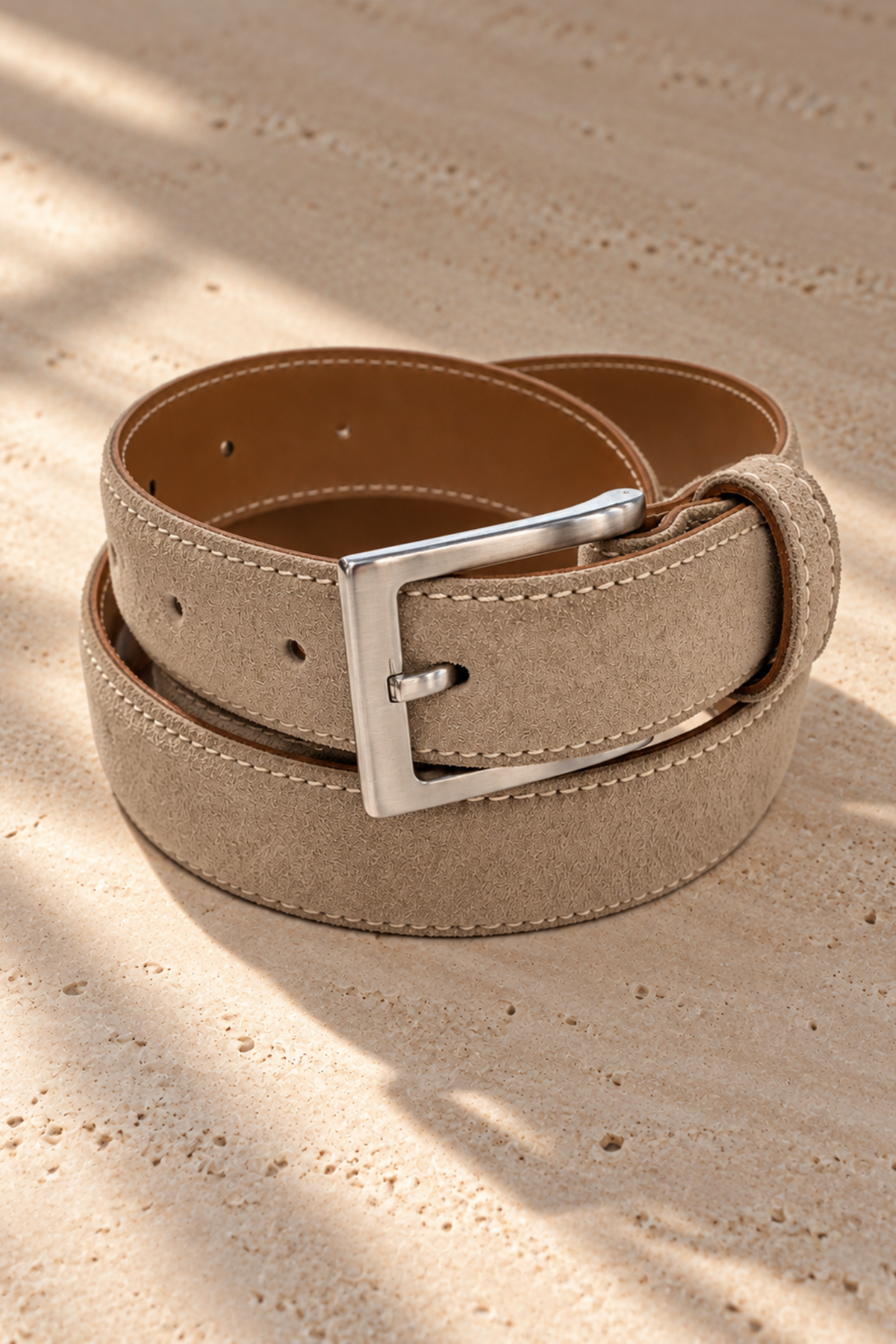 Ceinture Elmon en veau velours - Sable