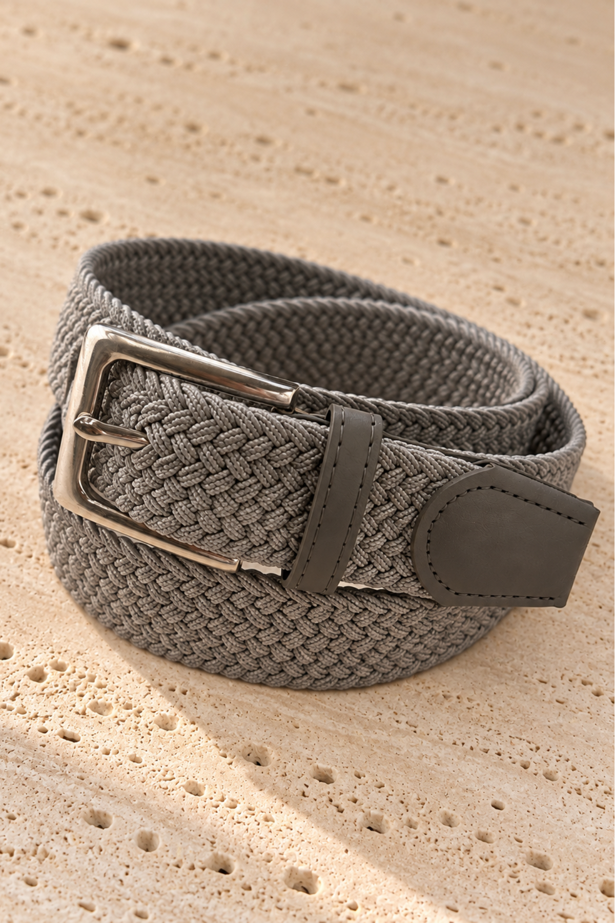 Ceinture homme Celestyn tressée – Gris clair
