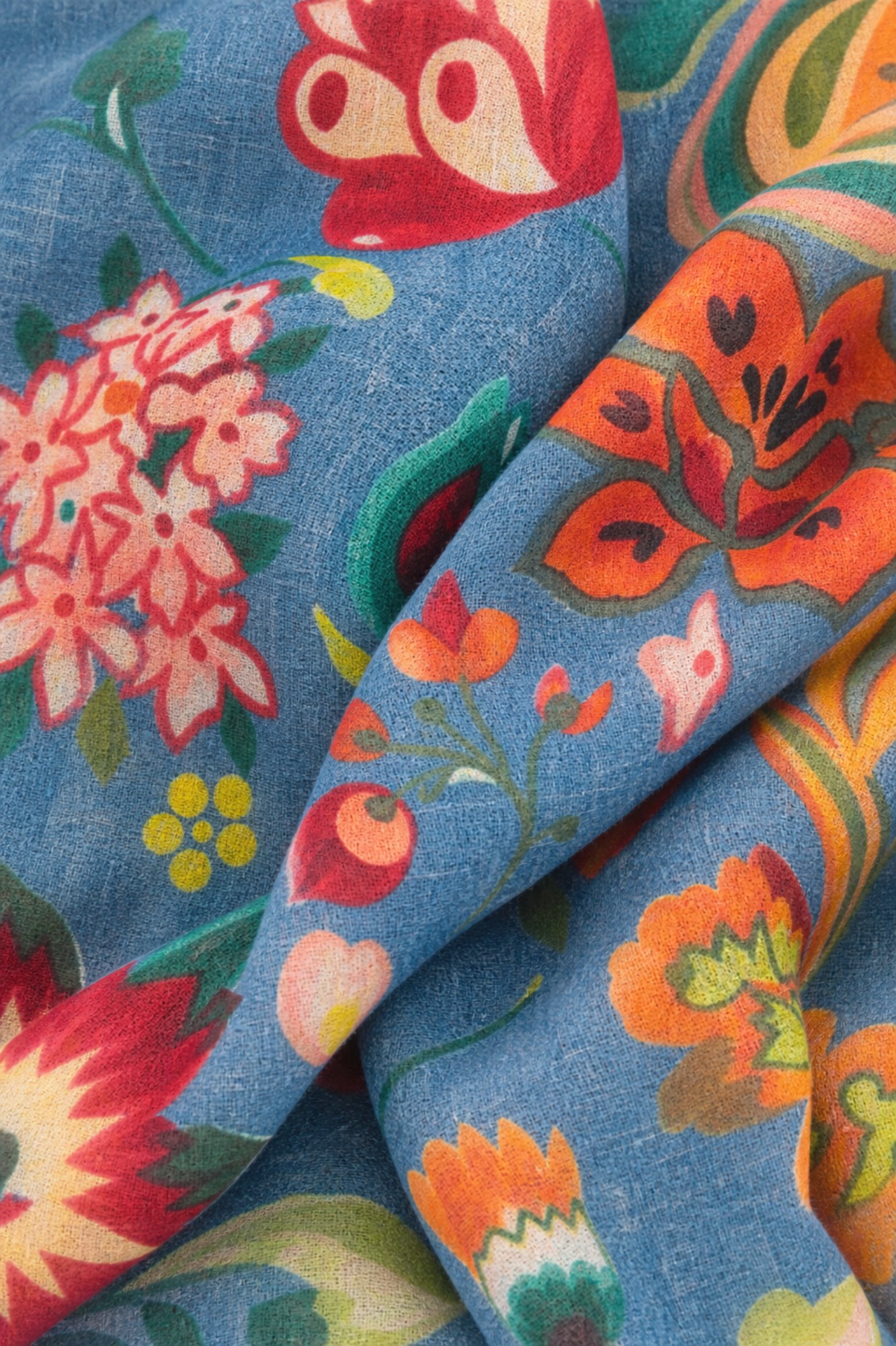 Étole Louise en laine et soie – Bleu