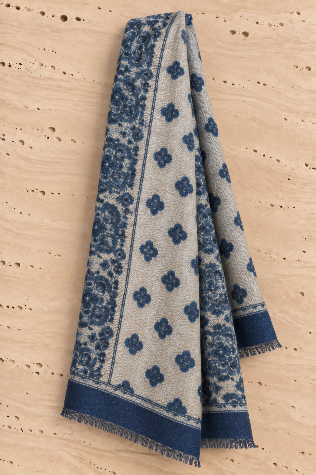 Étole Gaspard en laine & cachemire – Bleu
