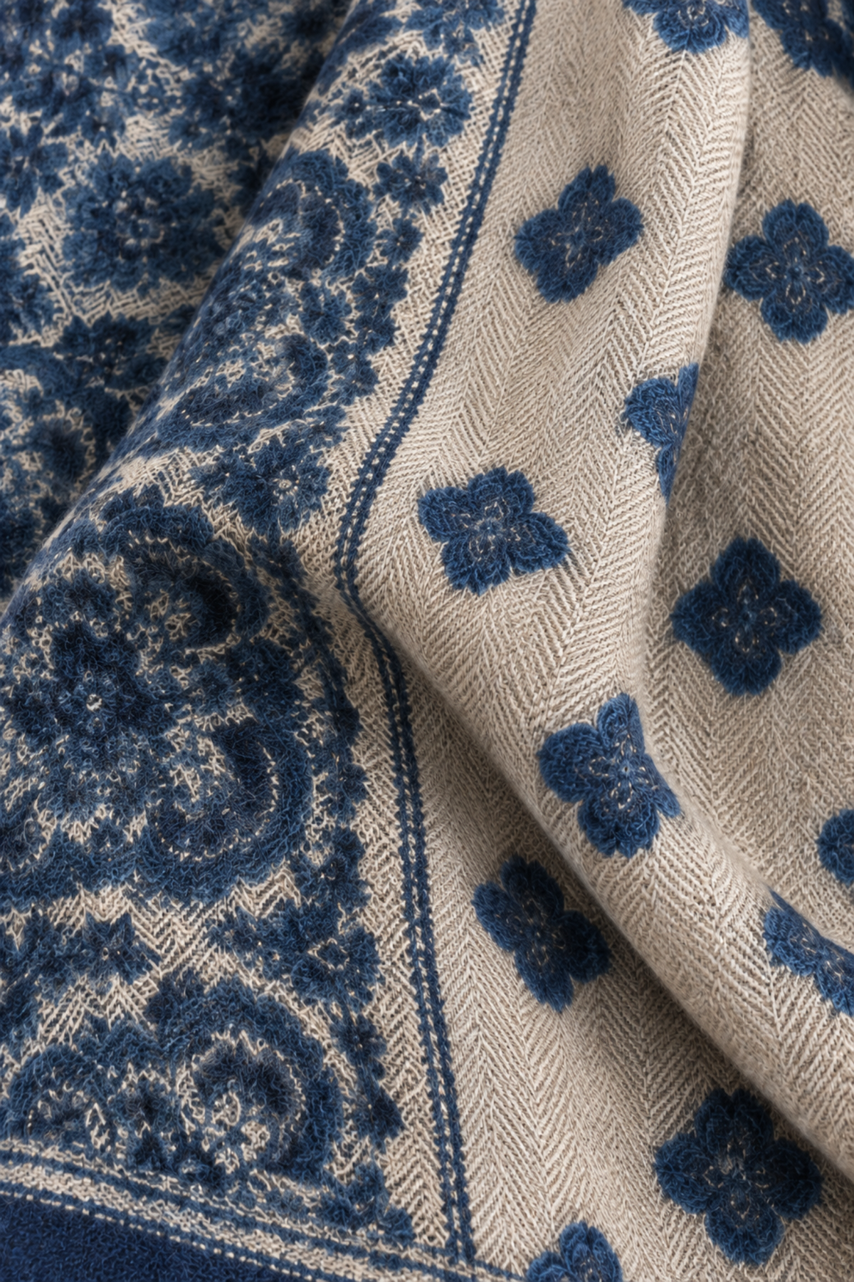 Étole Gaspard en laine & cachemire – Bleu