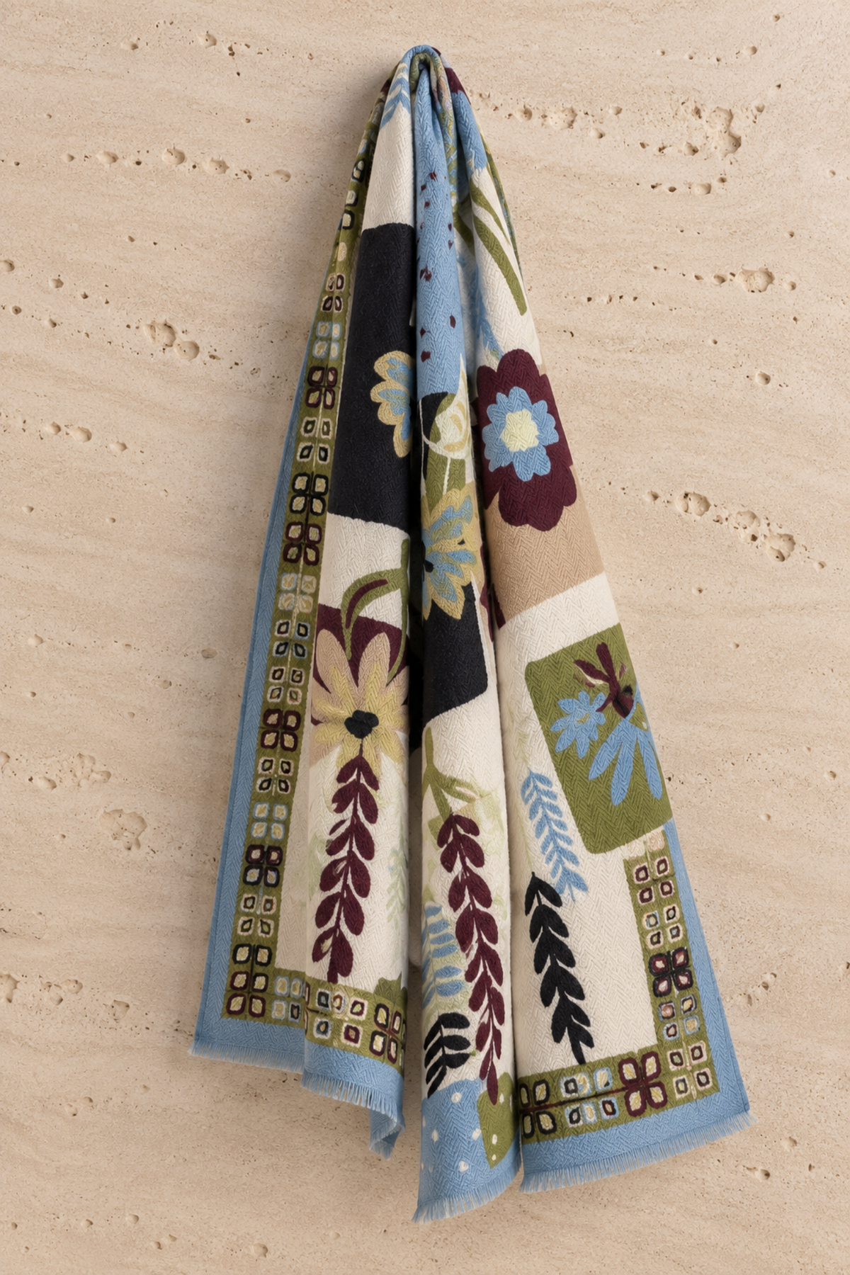 Étole Calin en laine & soie – Bleu