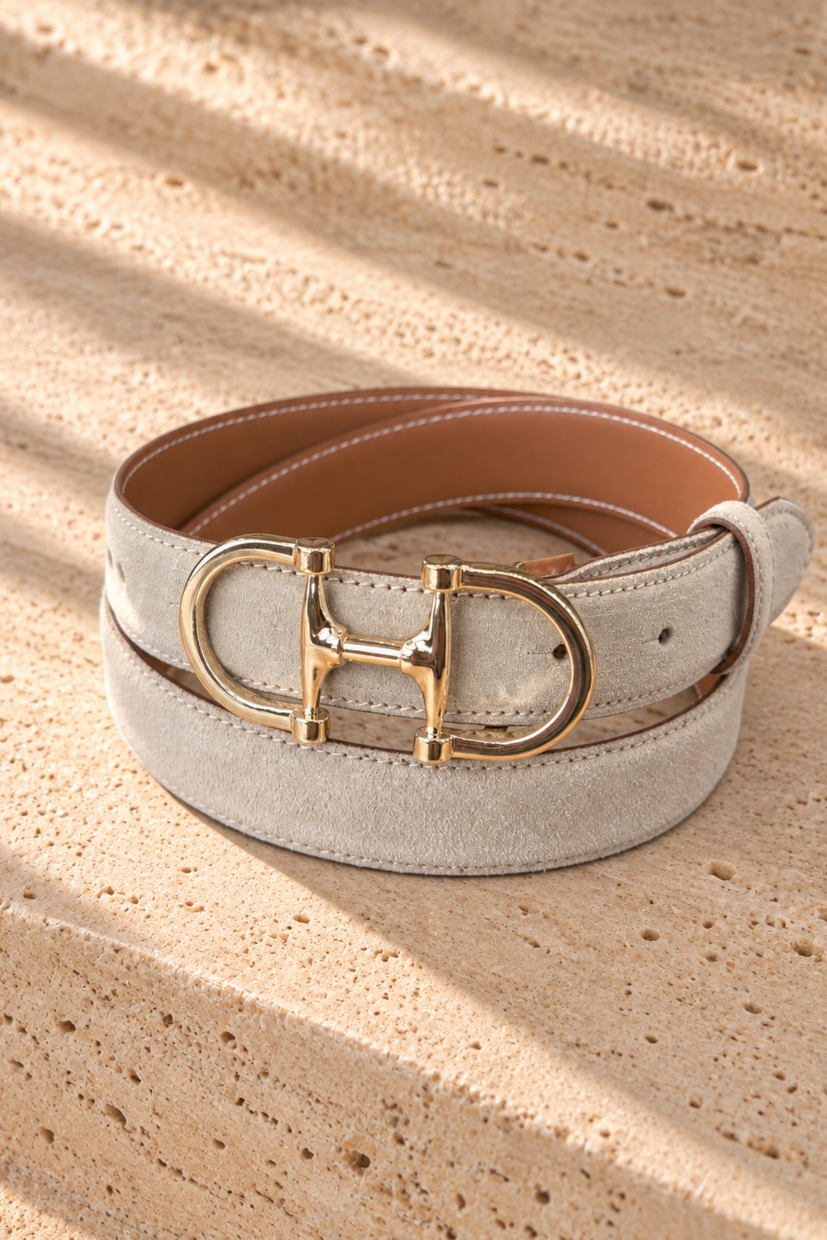 Ceinture Ambre en veau velours - Pierre