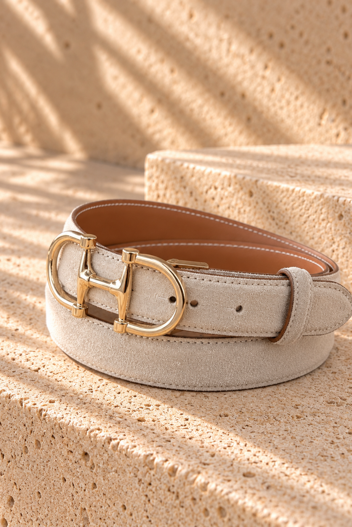 Ceinture Ambre en veau velours - Pierre