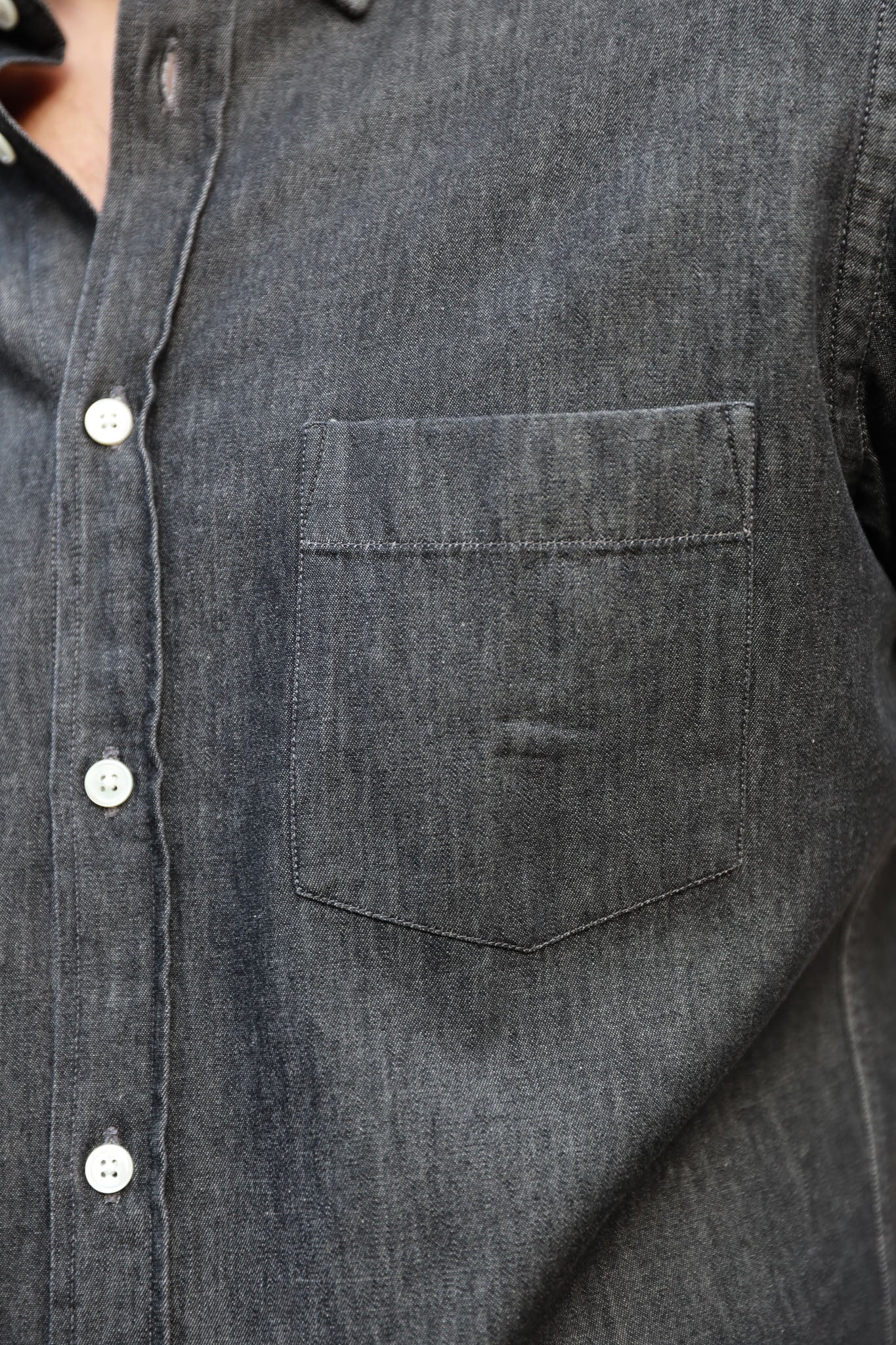 Chemise Clovis à col boutonné en denim - Gris-CHEMISE HOMME-Curling-Paris