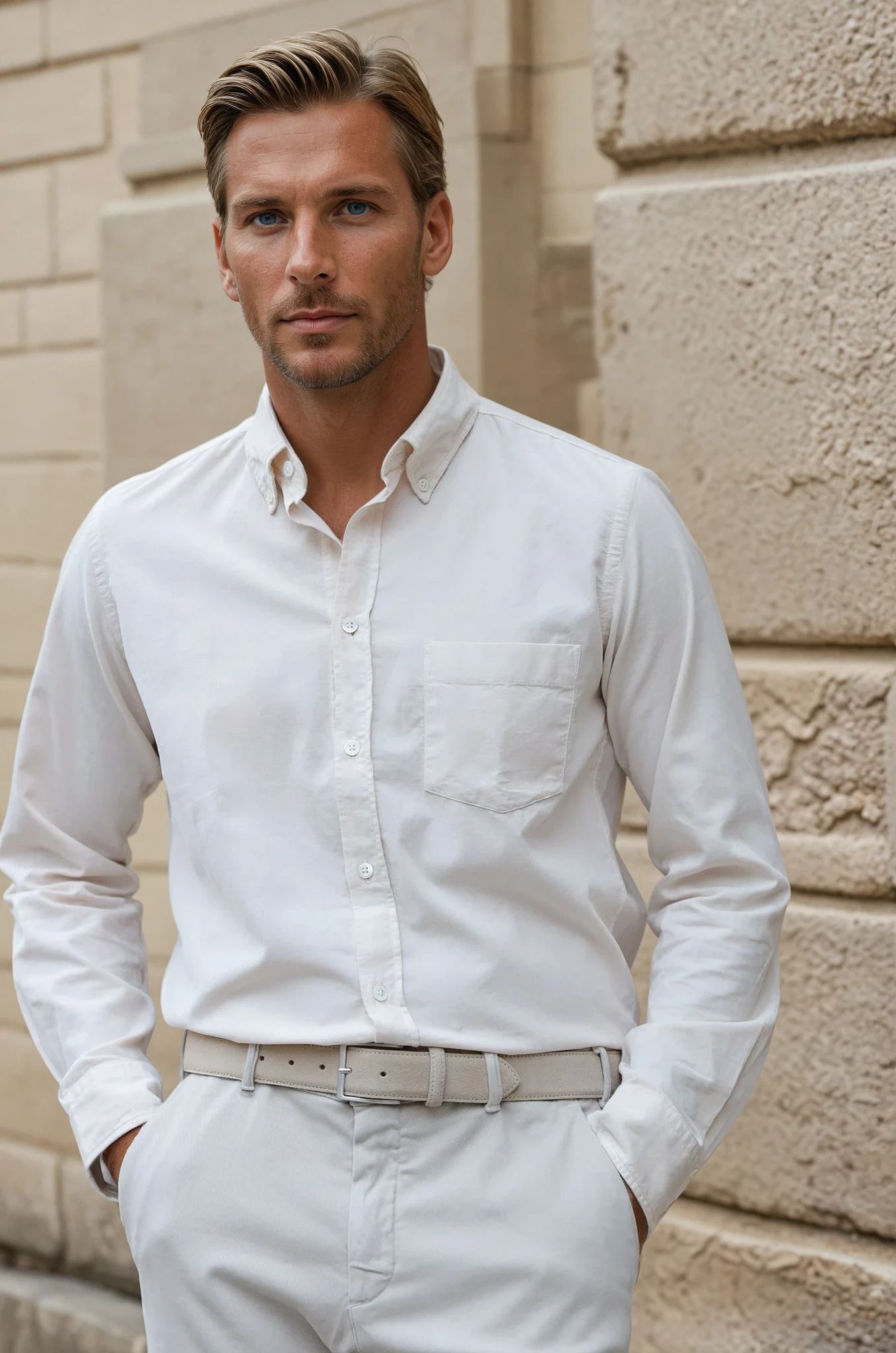 Chemise Clovis col boutonné en velours - Ecru-CHEMISE HOMME-Curling-Paris