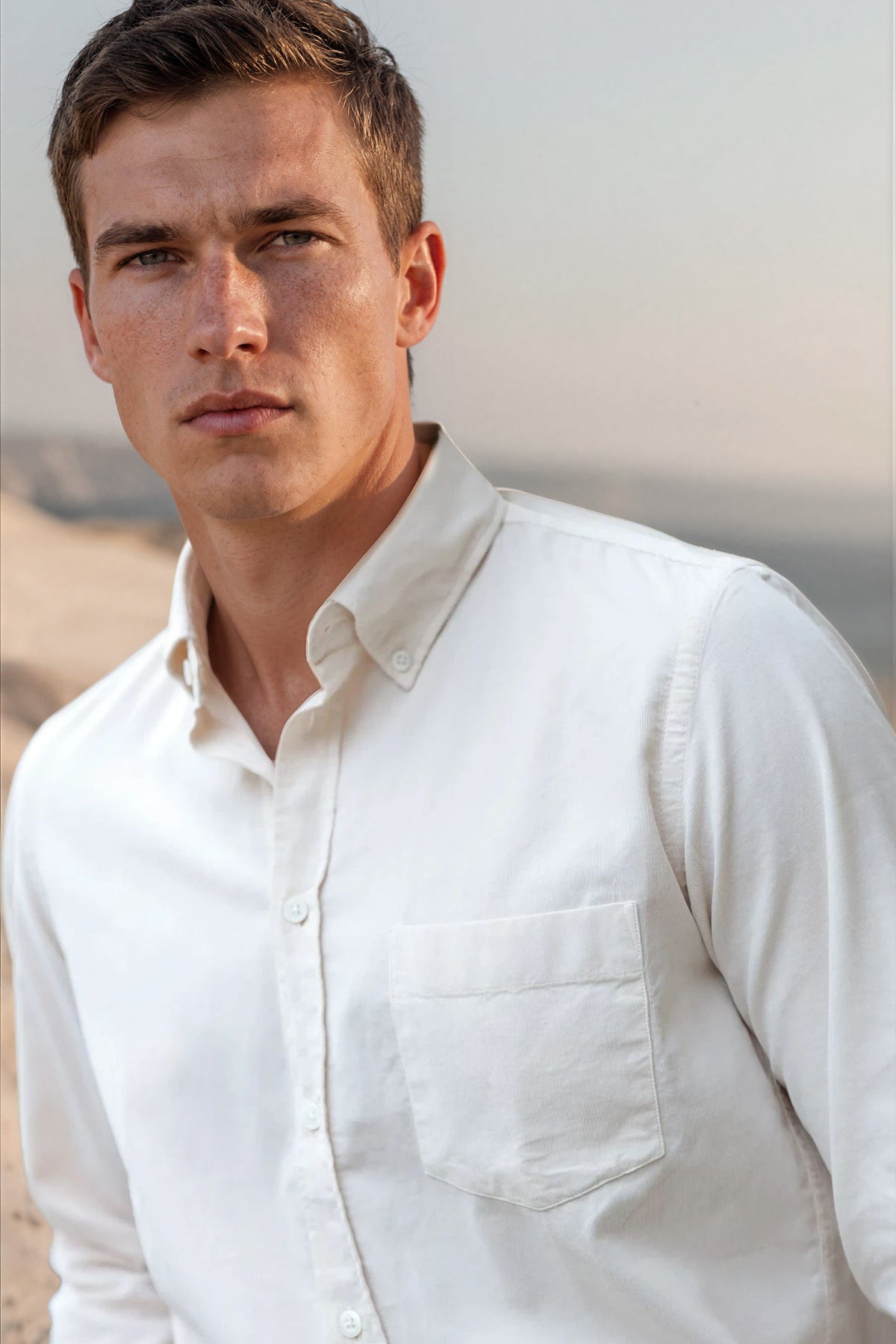 Clovis button-down velvet shirt - Ecru