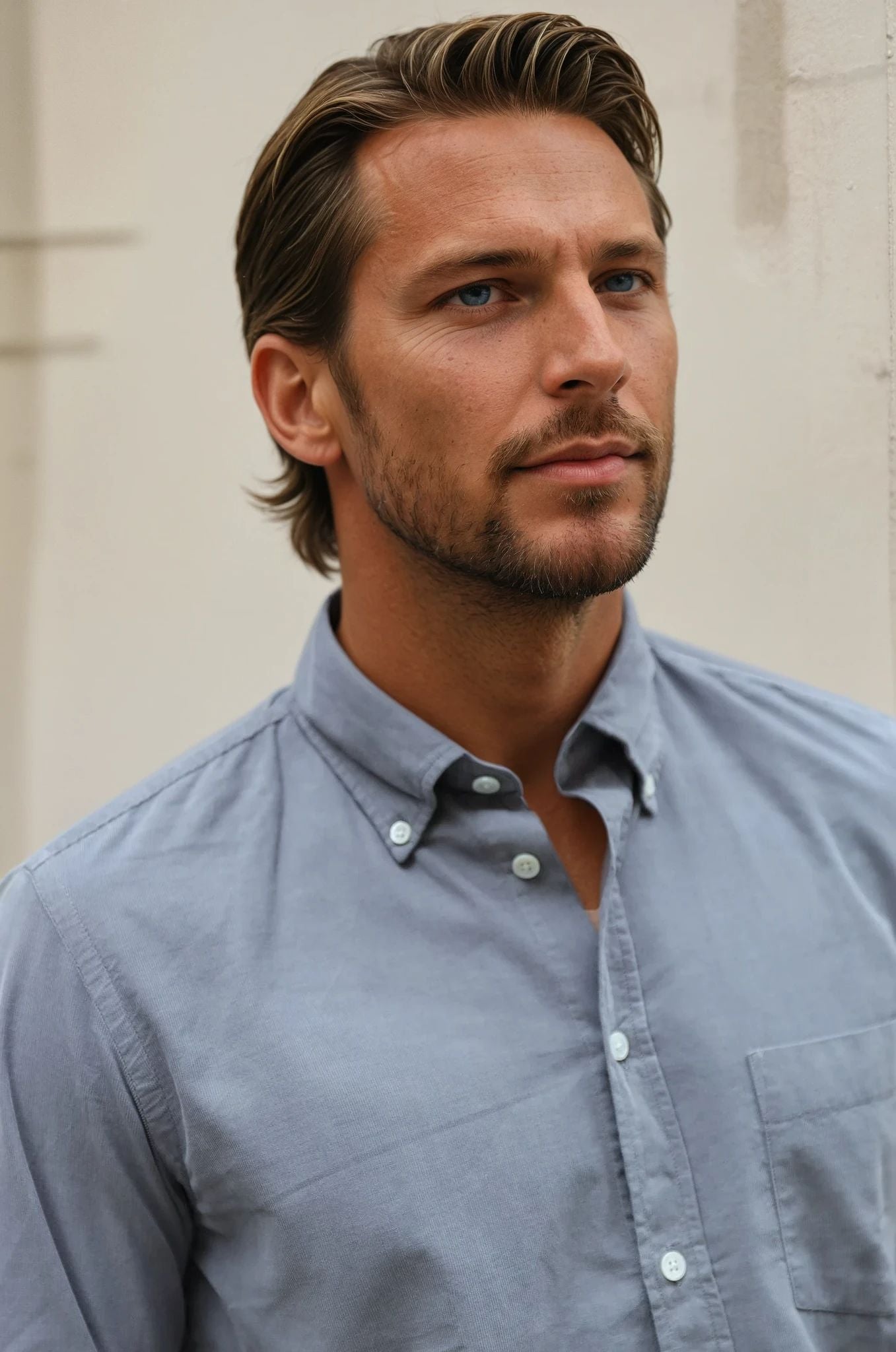 Chemise Clovis col boutonné en velours - Gris-CHEMISE HOMME-Curling-Paris