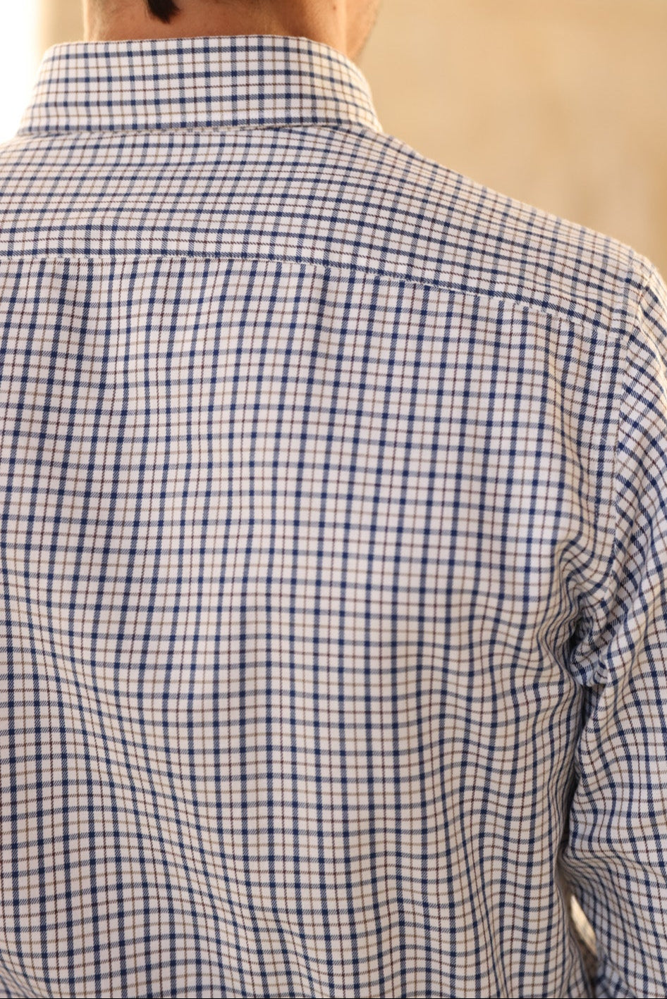 Chemise Clovis en coton à carreaux - Marine et Ecru-CHEMISE HOMME-Curling-Paris