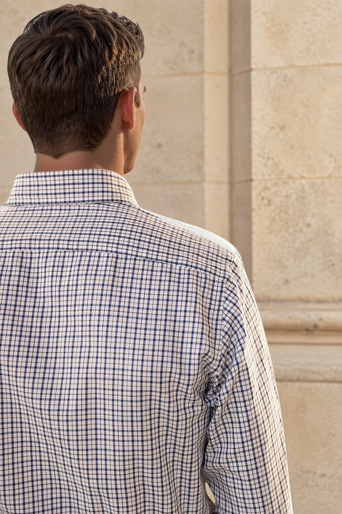 Chemise Clovis en coton à carreaux - Marine et Ecru-CHEMISE HOMME-Curling-Paris