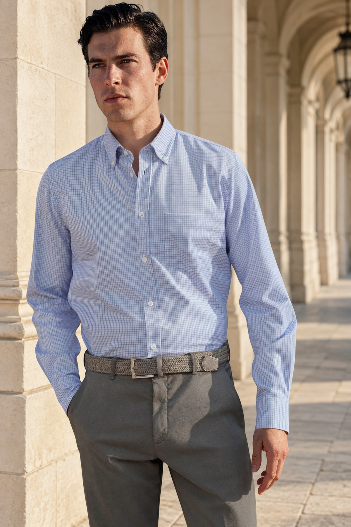 Chemise Clovis en coton - ciel et marine-CHEMISE HOMME-Curling-Paris