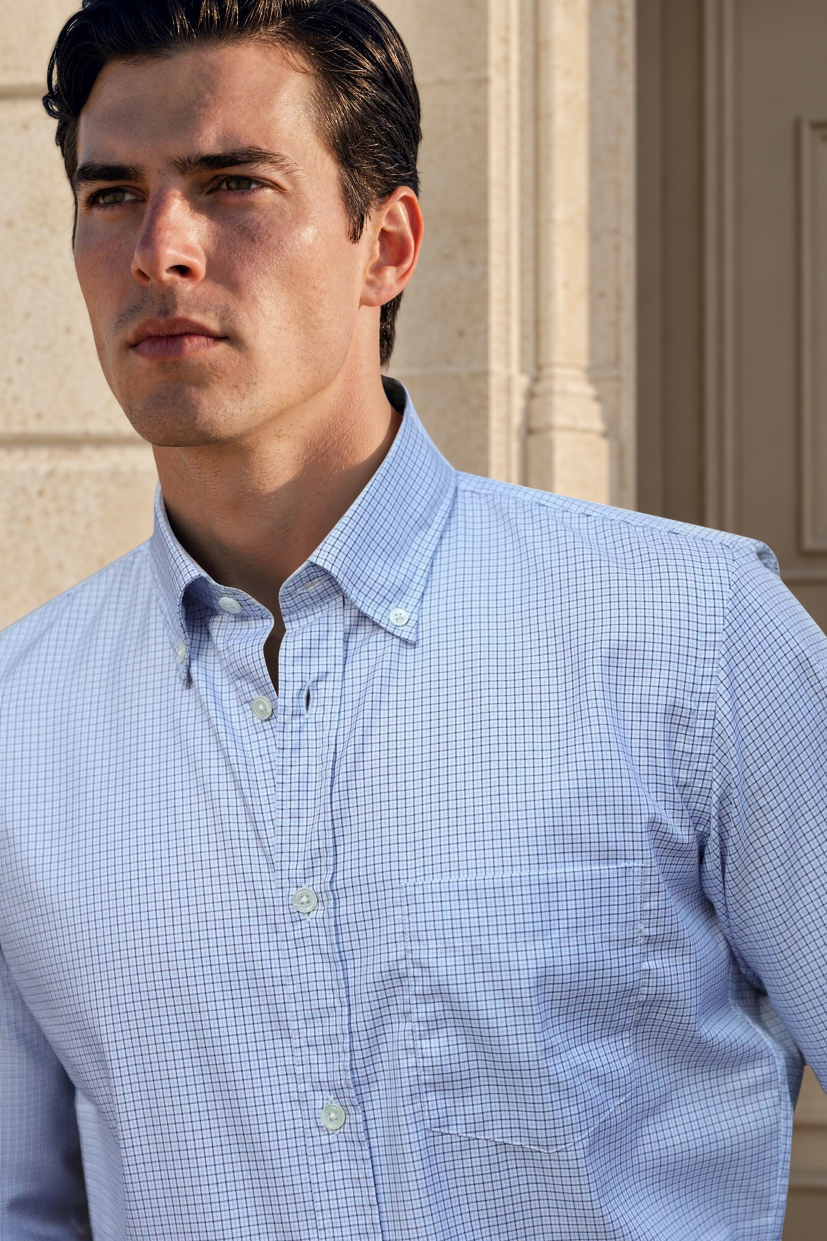 Chemise Clovis en coton - ciel et marine-CHEMISE HOMME-Curling-Paris