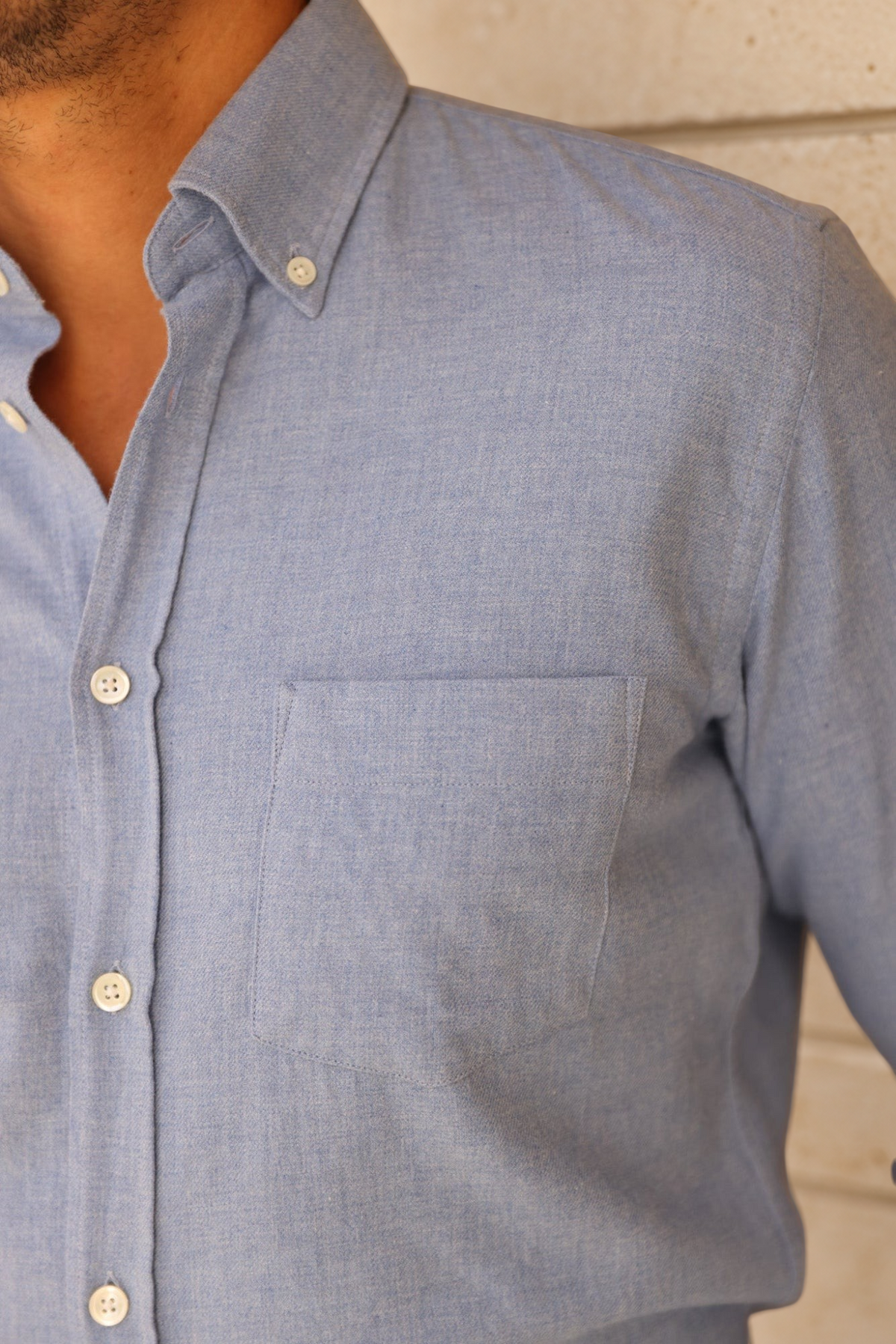 Chemise Clovis en flanelle de coton - Ciel-CHEMISE HOMME-Curling-Paris