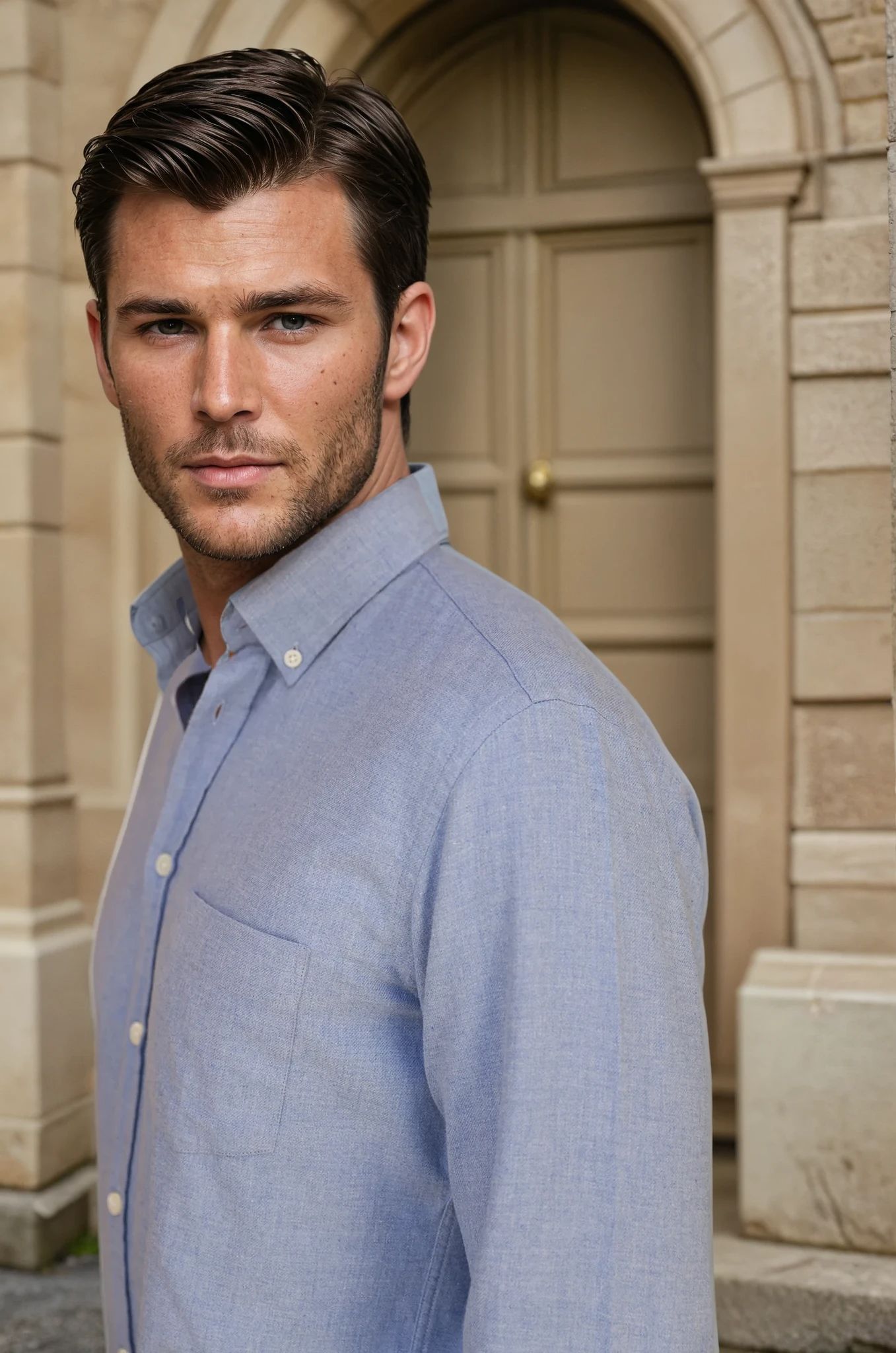 Chemise Clovis en flanelle de coton - Ciel-CHEMISE HOMME-Curling-Paris