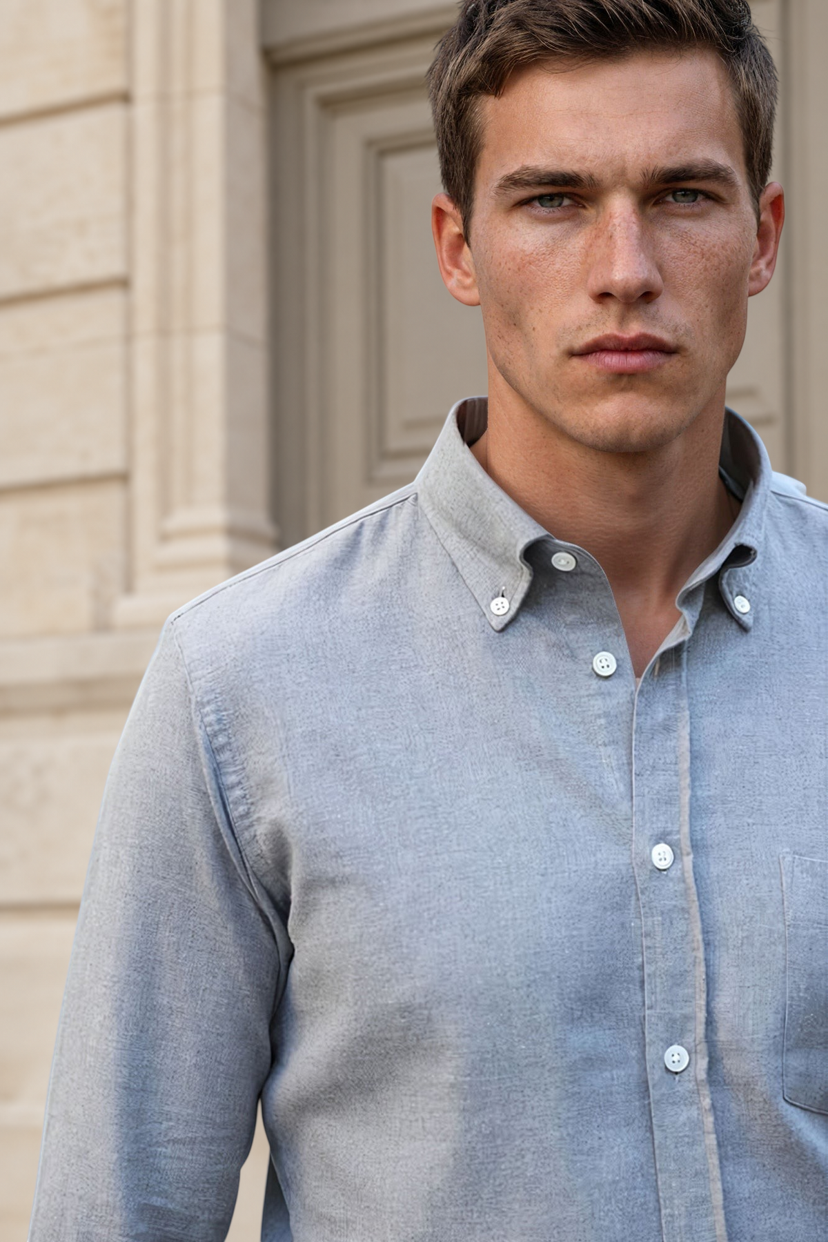 Chemise Clovis en flanelle de coton - Gris-CHEMISE HOMME-Curling-Paris