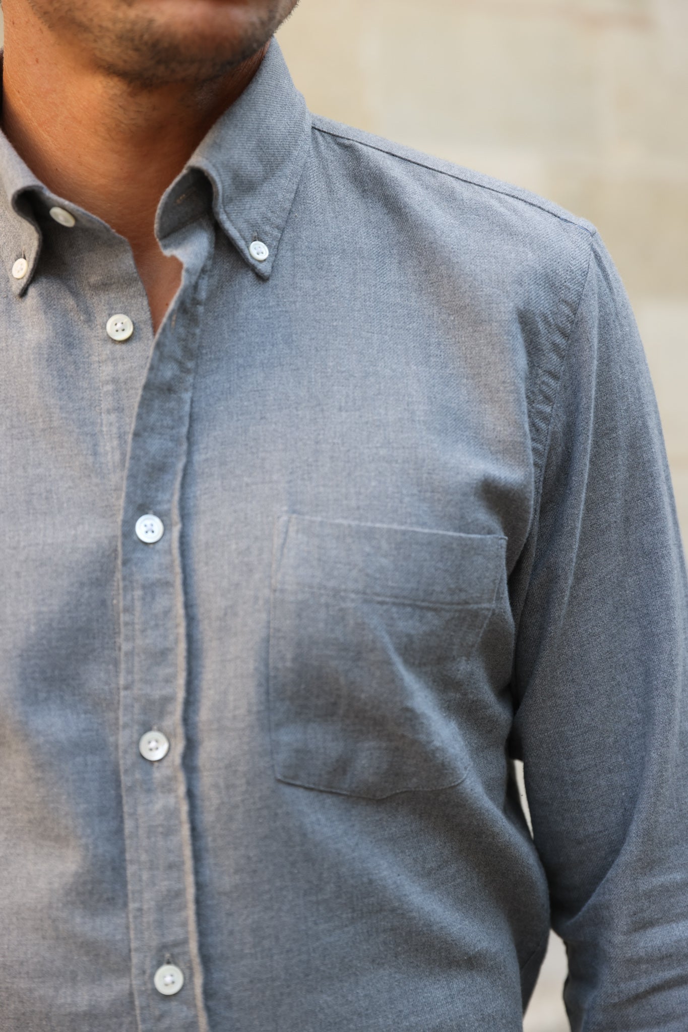 Chemise Clovis en flanelle de coton - Gris-CHEMISE HOMME-Curling-Paris