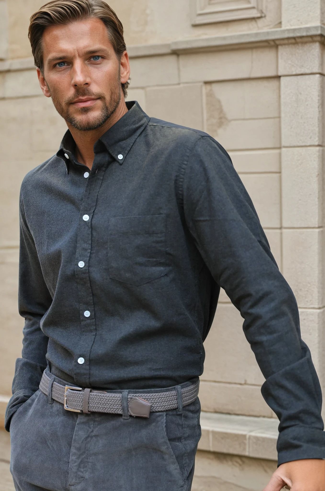 Chemise Clovis en flanelle de coton - Kaki-CHEMISE HOMME-Curling-Paris
