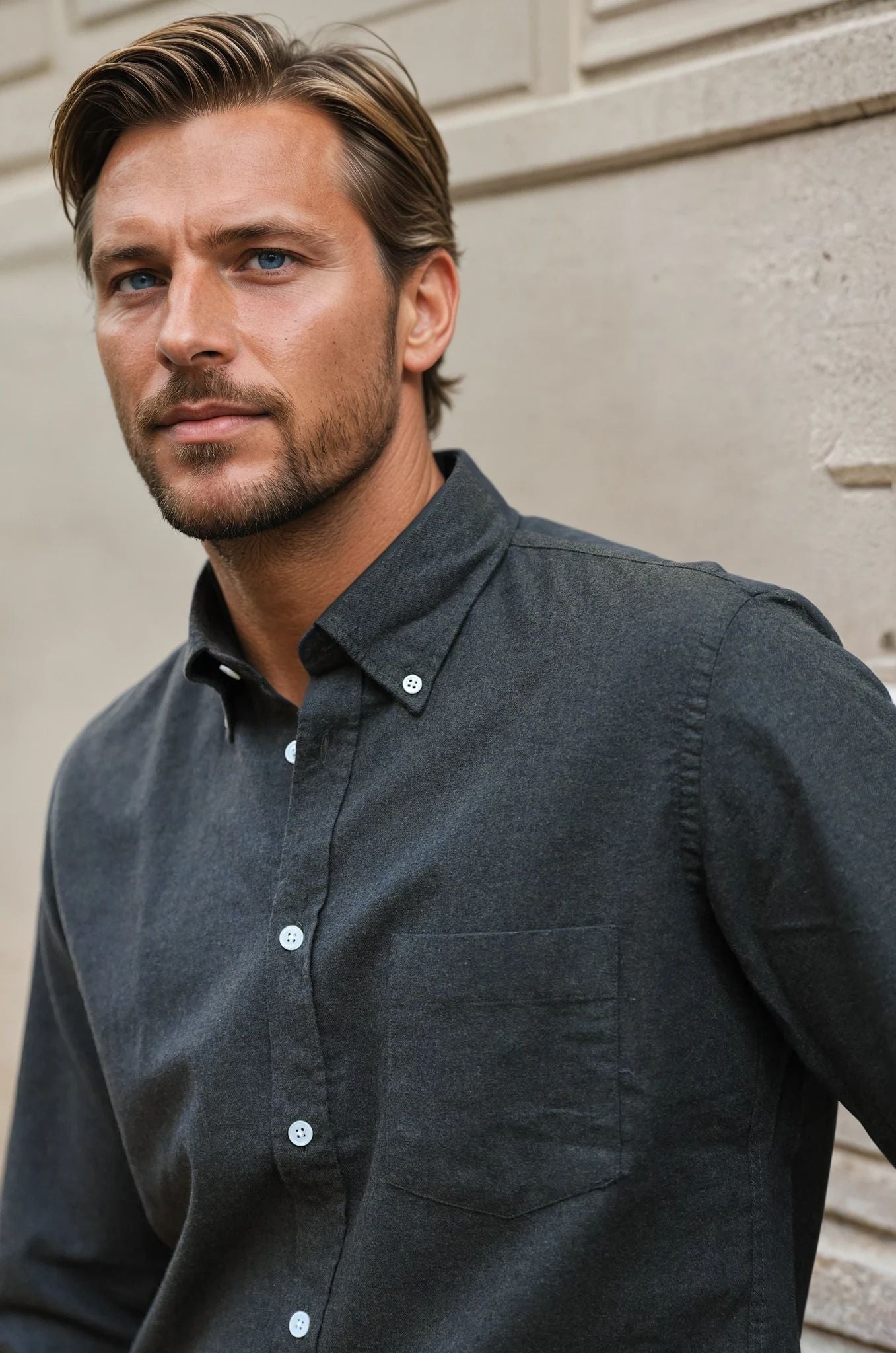 Chemise Clovis en flanelle de coton - Kaki-CHEMISE HOMME-Curling-Paris
