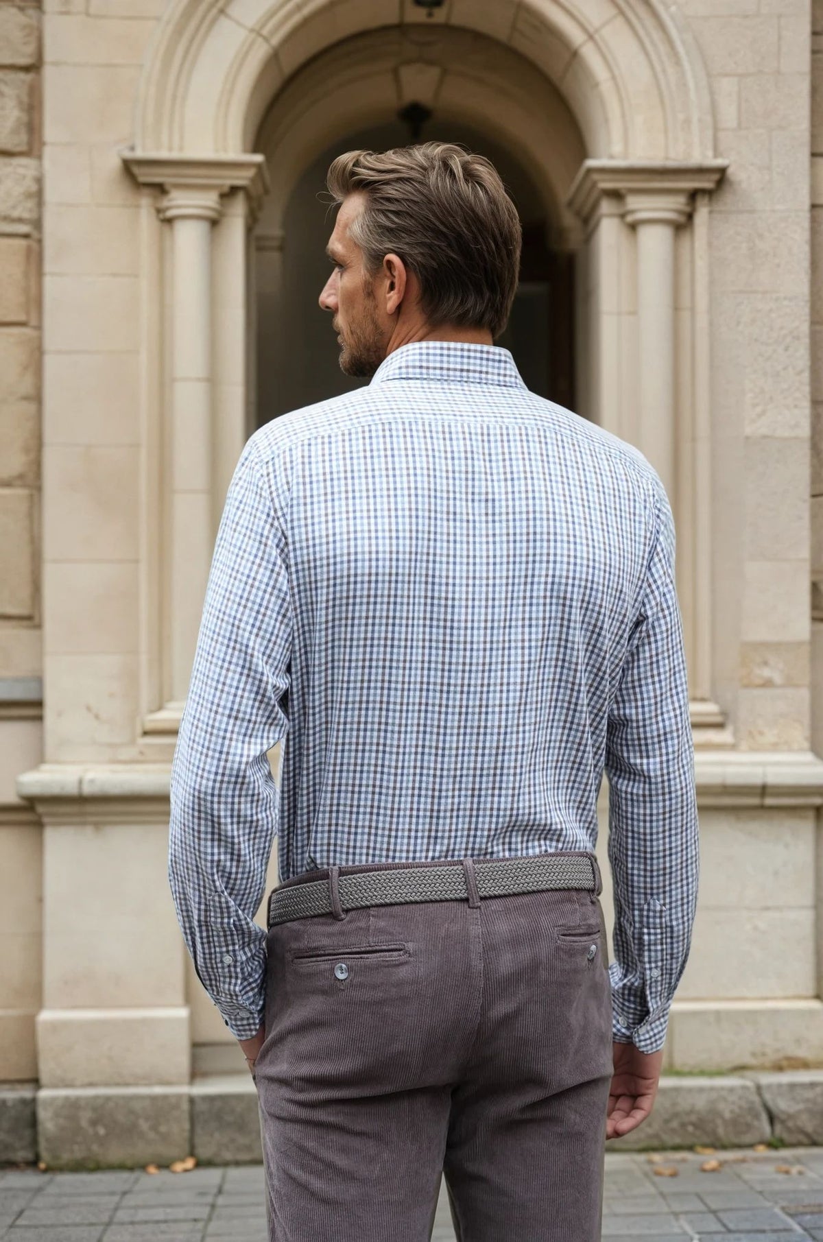 Clovis plaid cotton and Tencel shirt - Brown and grey