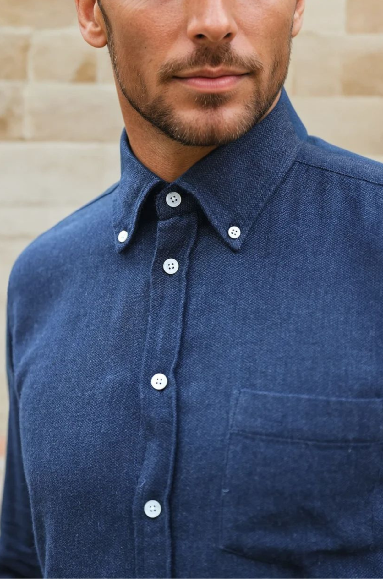 Chemise Clovis en flanelle de coton tweed - Marine-CHEMISE HOMME-Curling-Paris