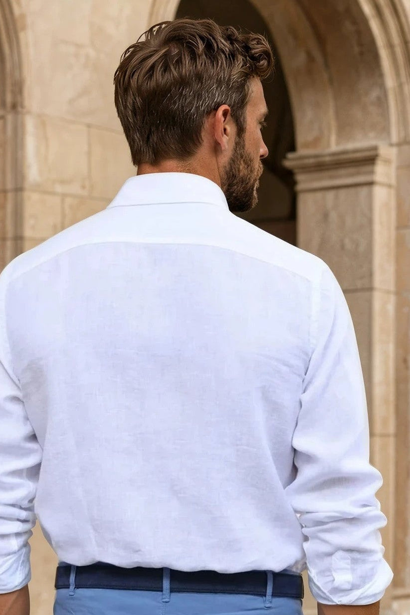 Chemise Clovis en lin - Blanc-CHEMISE HOMME-Curling-Paris