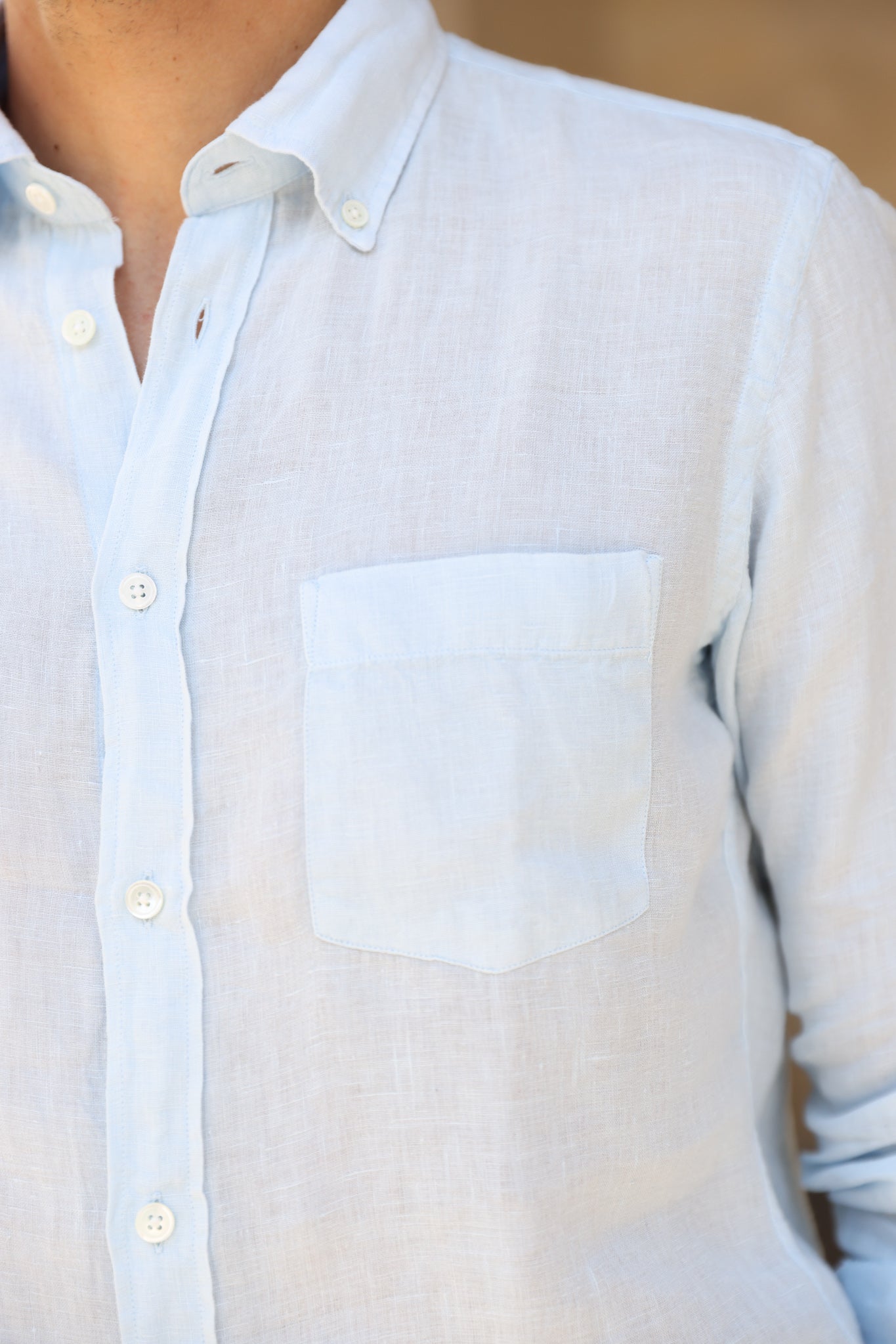 Chemise Clovis en lin - Bleu pastel-CHEMISE HOMME-Curling-Paris
