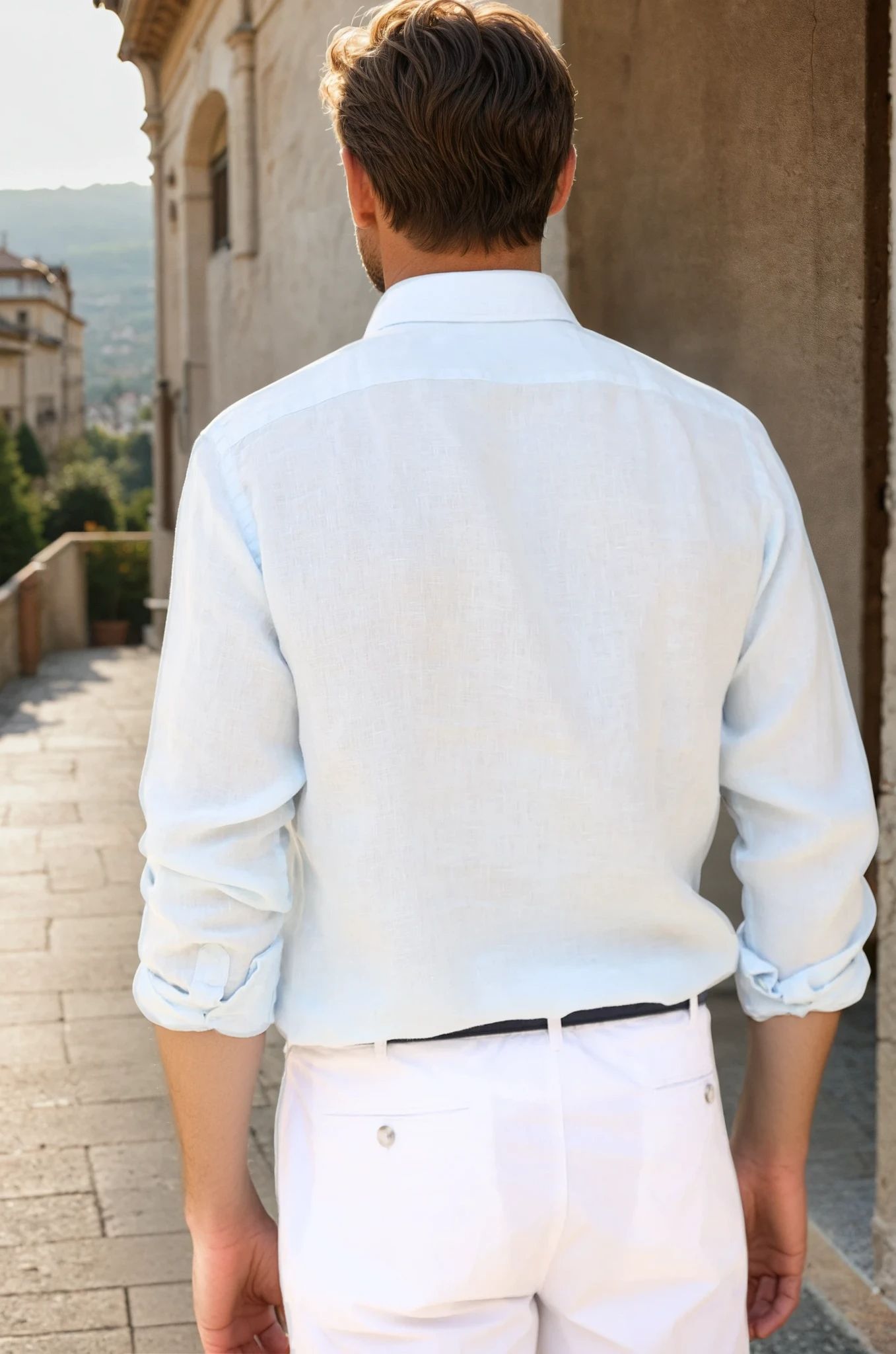 Chemise Clovis en lin - Bleu pastel-CHEMISE HOMME-Curling-Paris