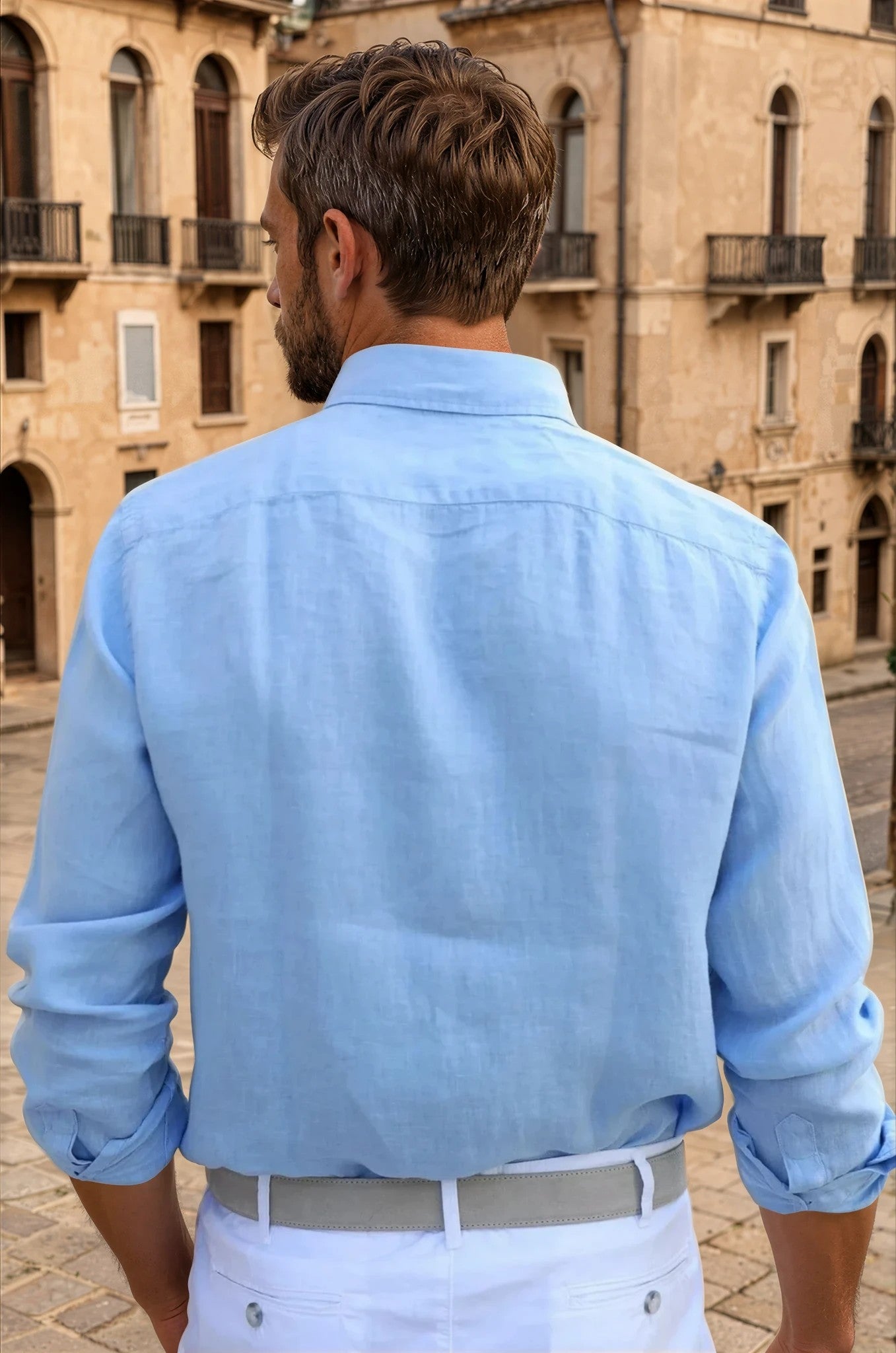 Chemise Clovis en lin - Ciel-CHEMISE HOMME-Curling-Paris