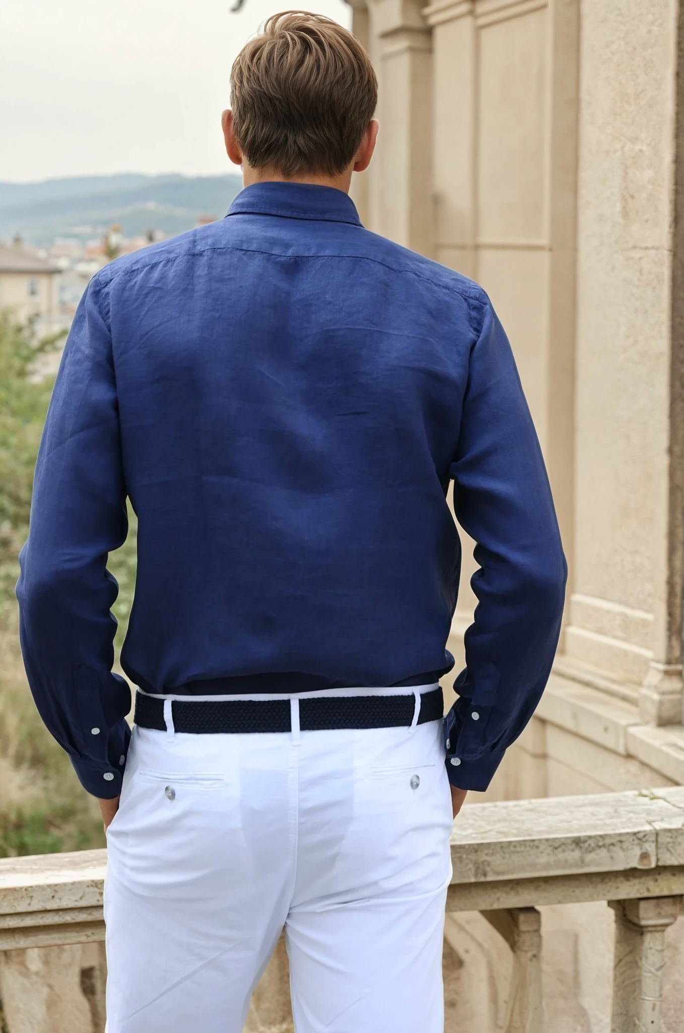 Chemise Clovis en lin - Indigo-CHEMISE HOMME-Curling-Paris