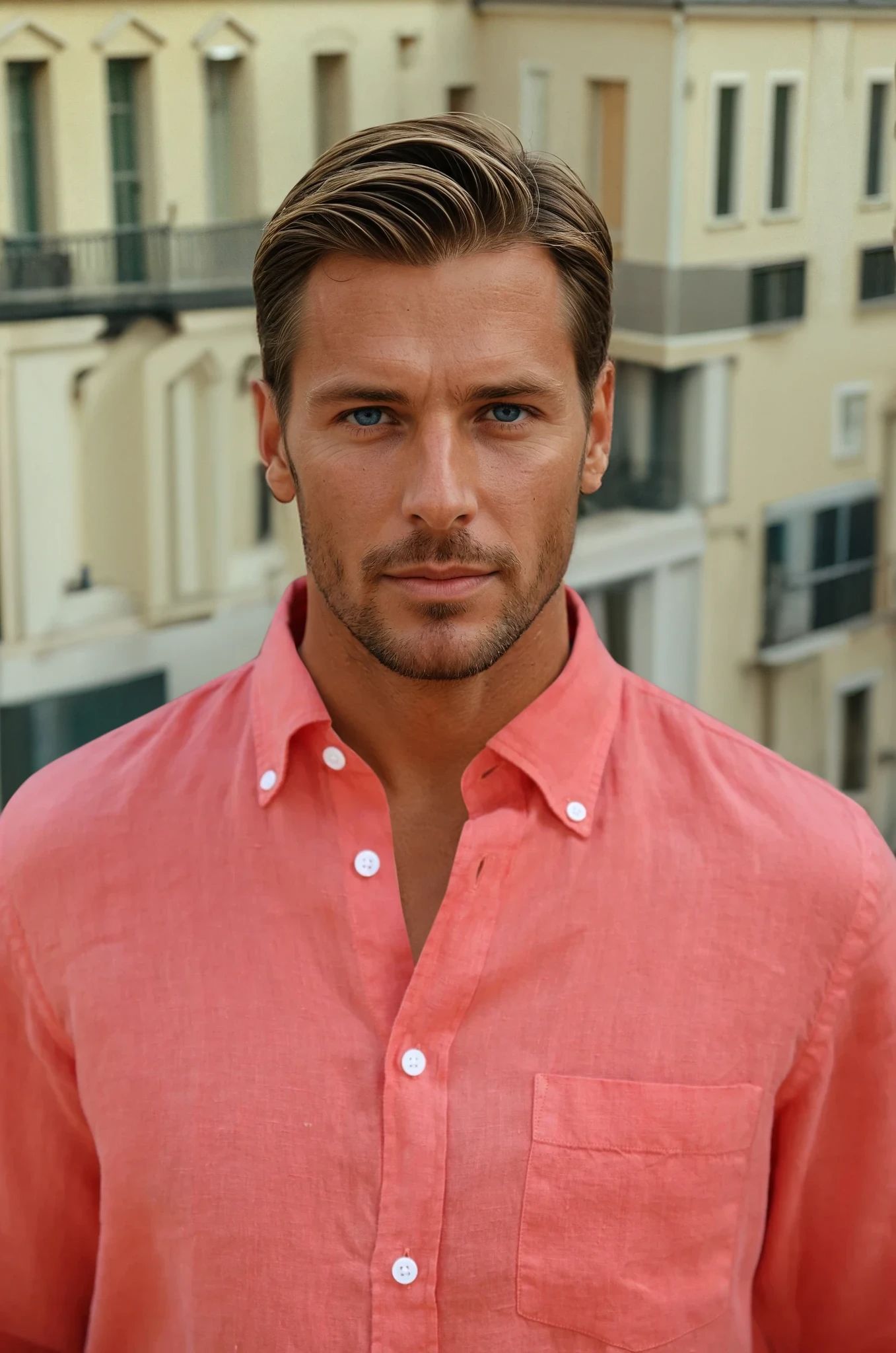 Chemise Clovis en lin - Orange-CHEMISE HOMME-Curling-Paris