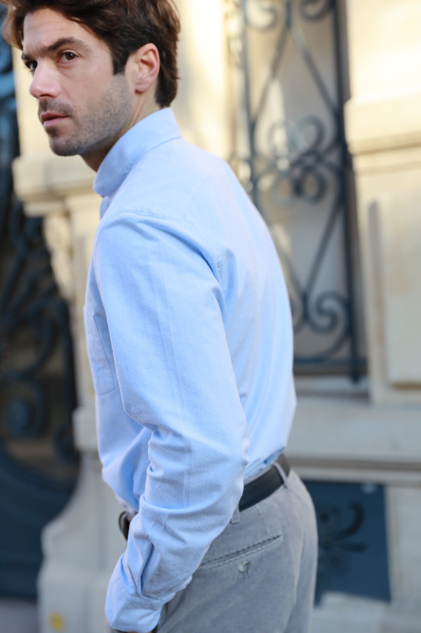 Chemise Clovis en oxford de coton peigné - Ciel-CHEMISE HOMME-Curling-Paris