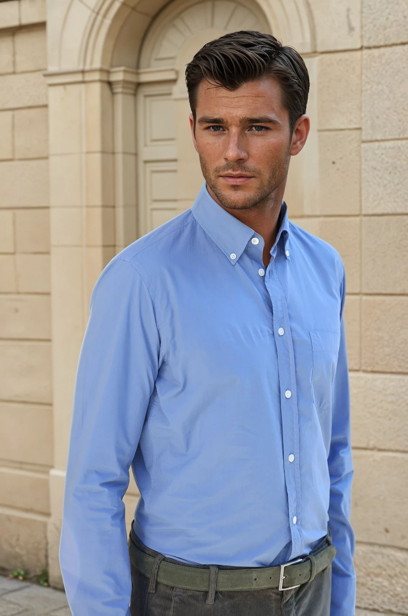 Chemise Clovis en popeline - Azur-CHEMISE HOMME-Curling-Paris