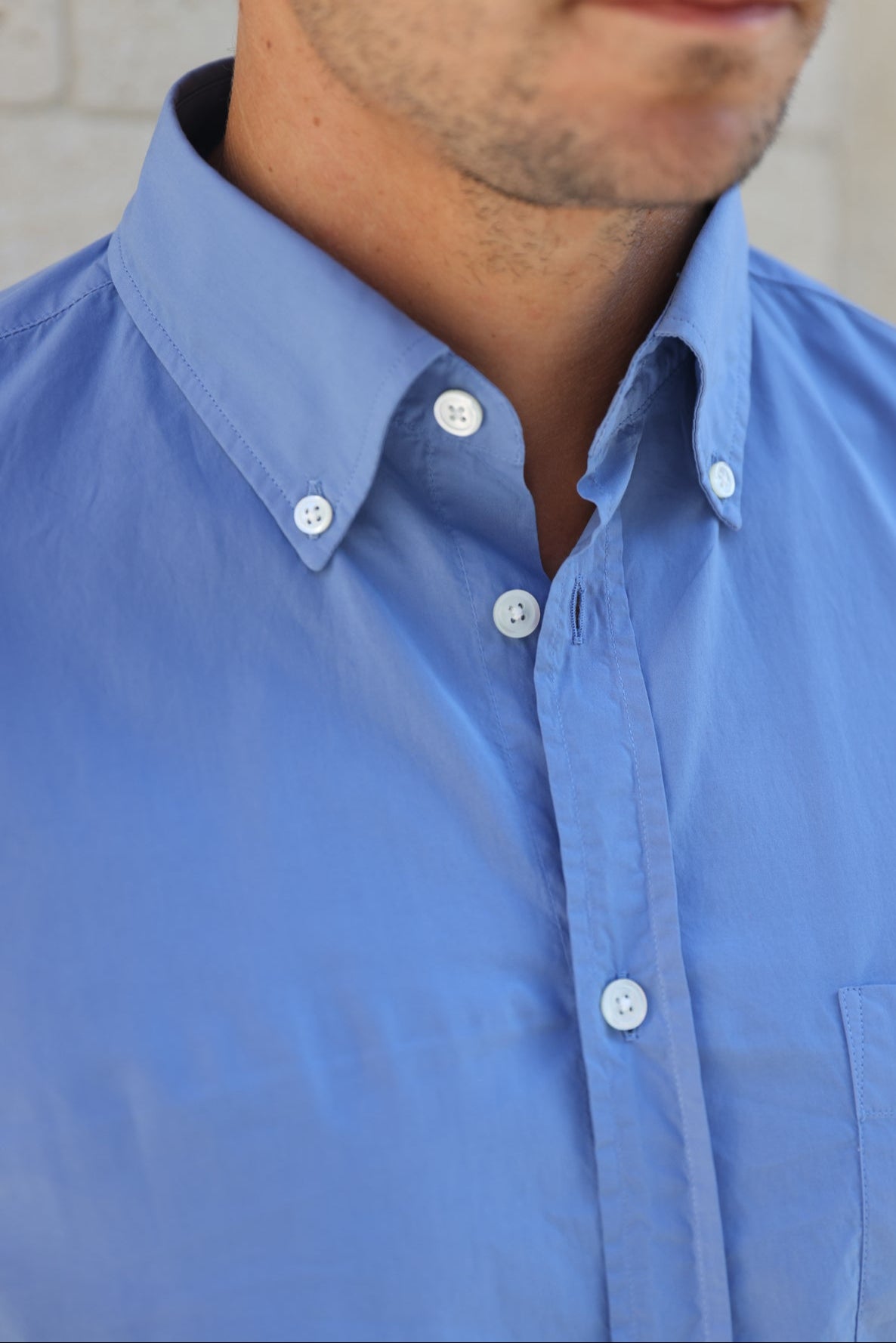 Chemise Clovis en popeline - Azur-CHEMISE HOMME-Curling-Paris
