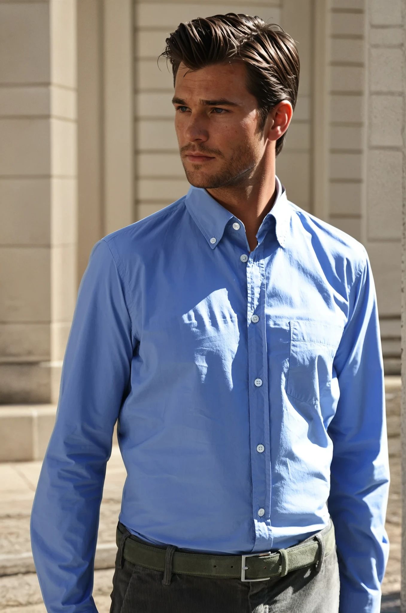 Chemise Clovis en popeline - Azur-CHEMISE HOMME-Curling-Paris
