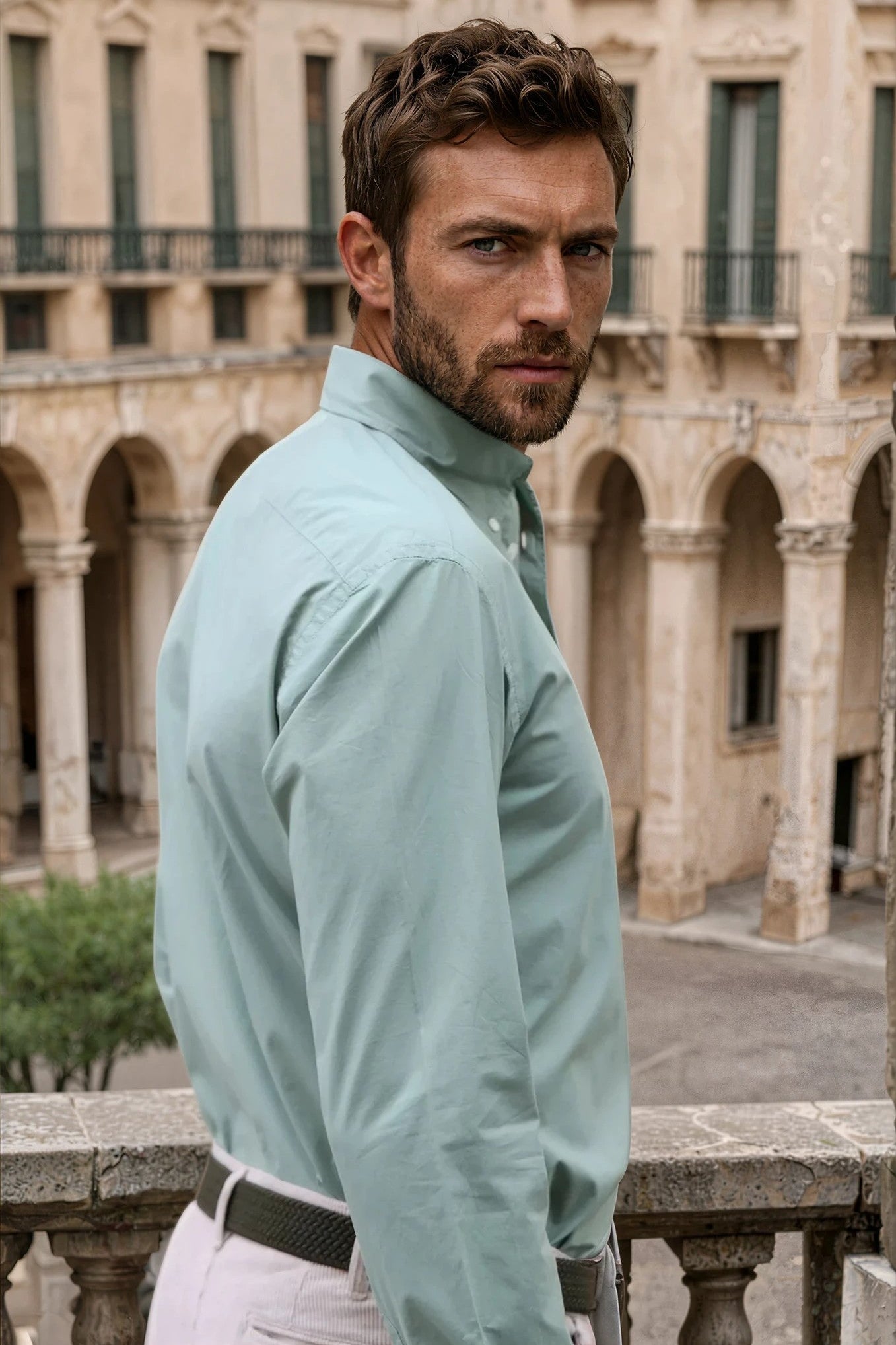 Chemise Clovis en popeline - Sauge-CHEMISE HOMME-Curling-Paris