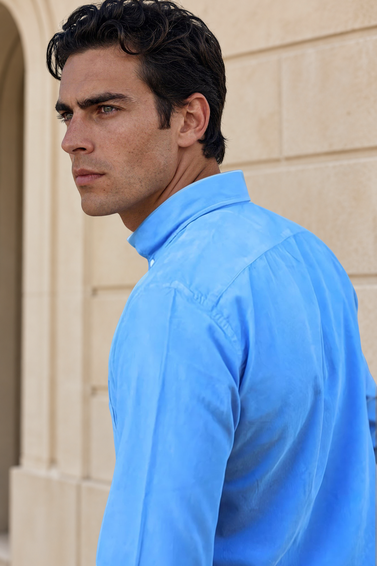 Chemise Clovis en velours milleraies - Azur-CHEMISE HOMME-Curling-Paris