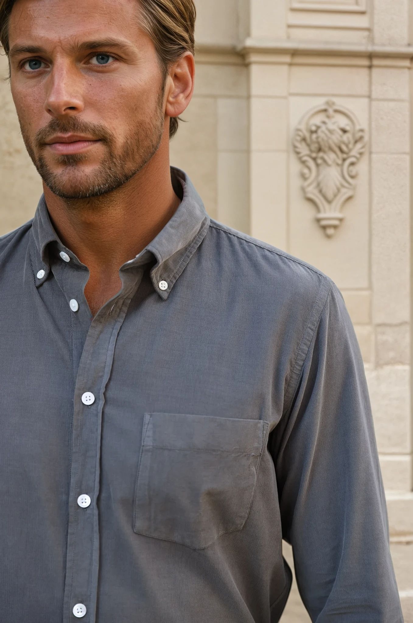 Chemise Clovis en velours milleraies - Kaki-CHEMISE HOMME-Curling-Paris