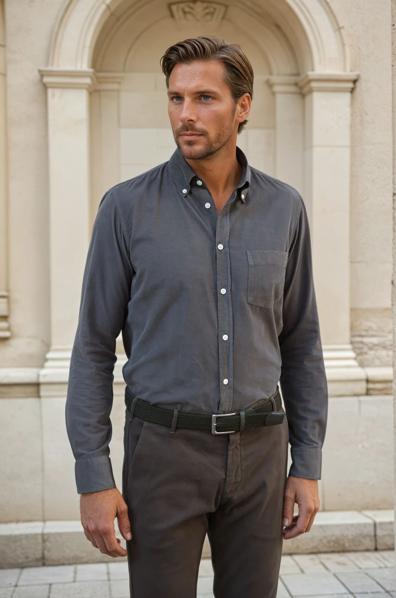 Chemise Clovis en velours milleraies - Kaki-CHEMISE HOMME-Curling-Paris