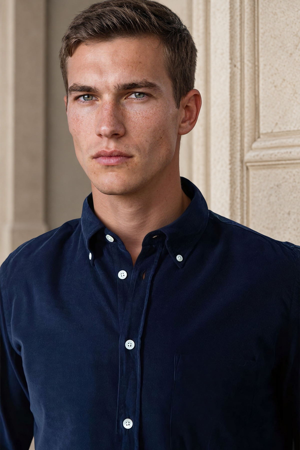 Clovis cotton velvet shirt - Navy