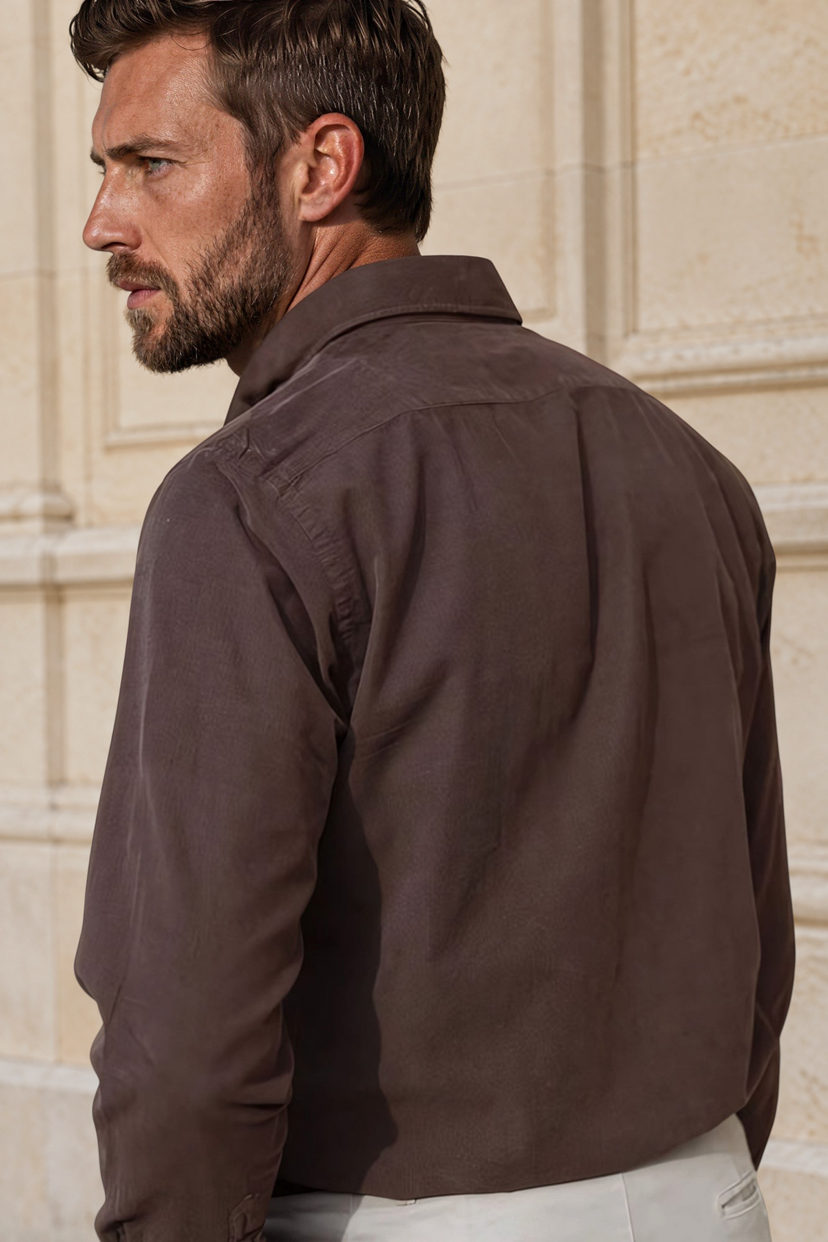 Chemise Clovis en velours milleraies - Marron-CHEMISE HOMME-Curling-Paris