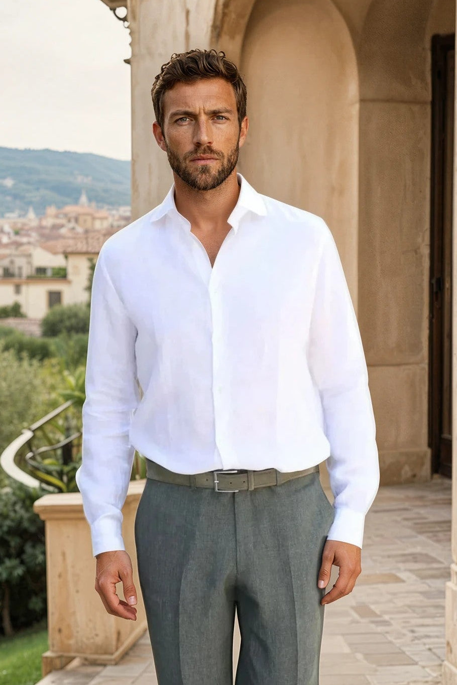 Chemise Gino en lin - Blanc-CHEMISE HOMME-Curling-Paris