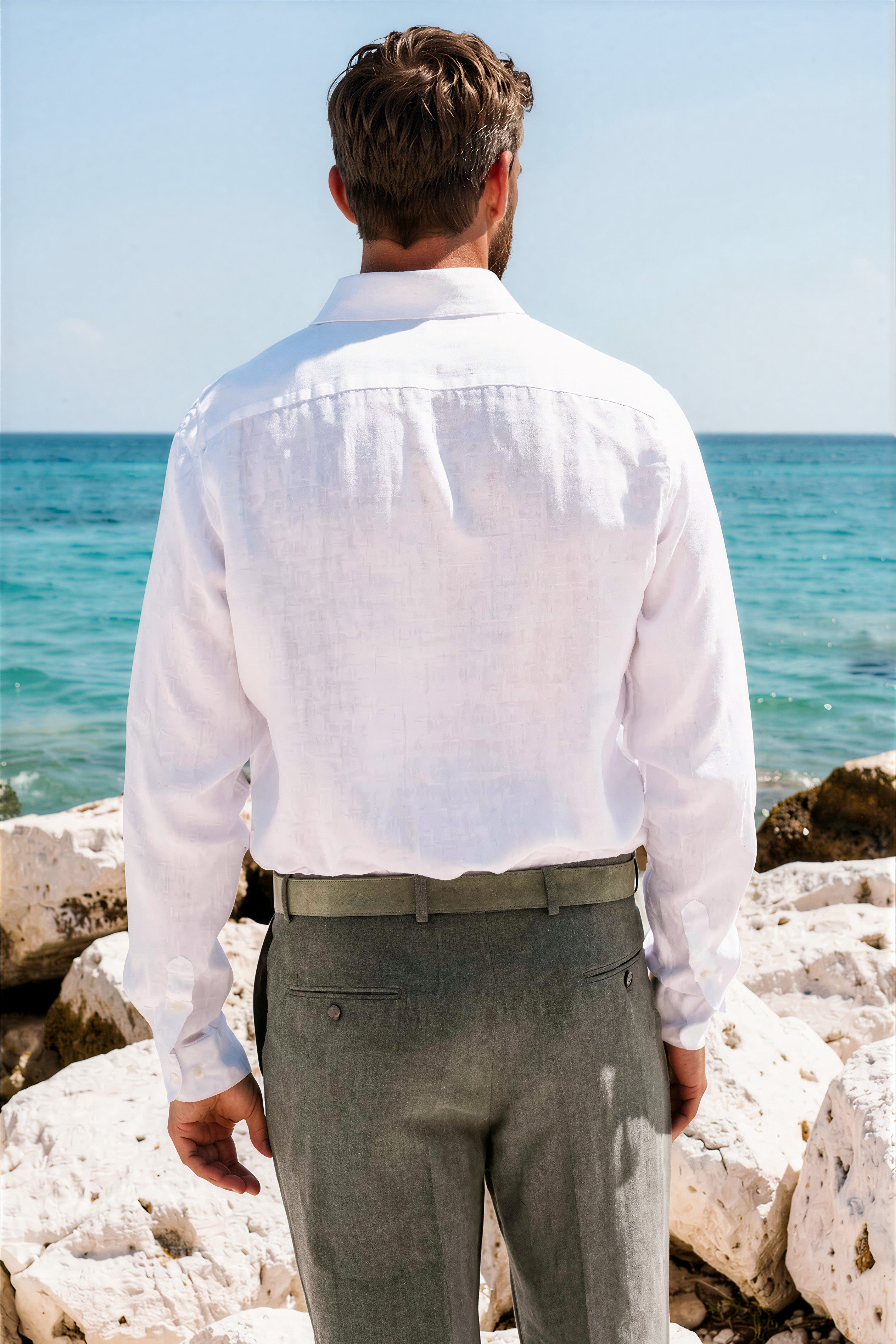 Chemise Gino en lin - Blanc-CHEMISE HOMME-Curling-Paris