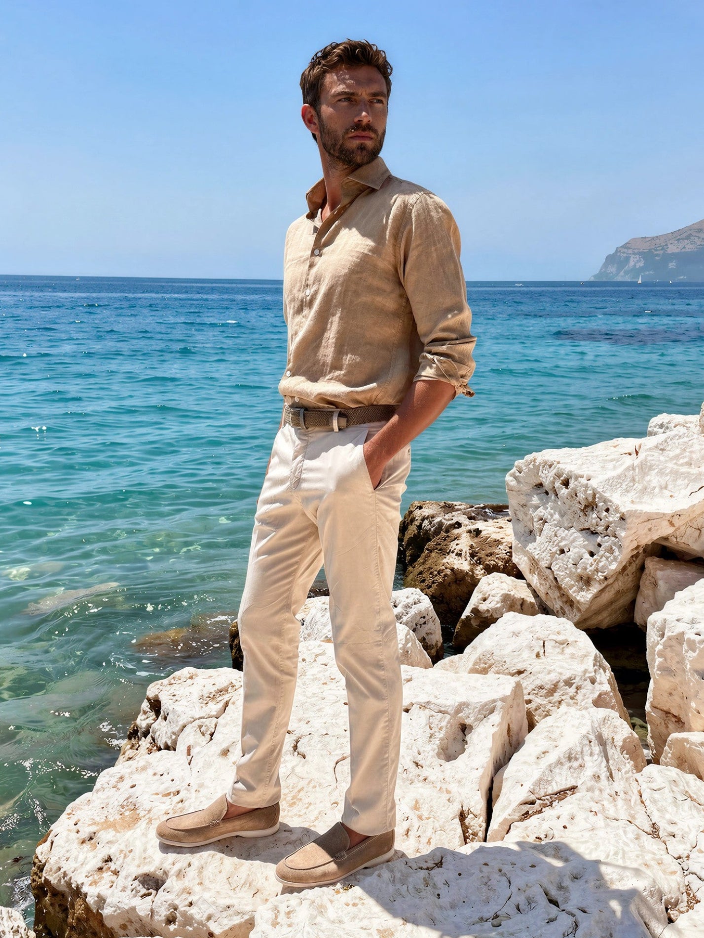 Chemise Gino en lin - Sable-CHEMISE HOMME-Curling-Paris