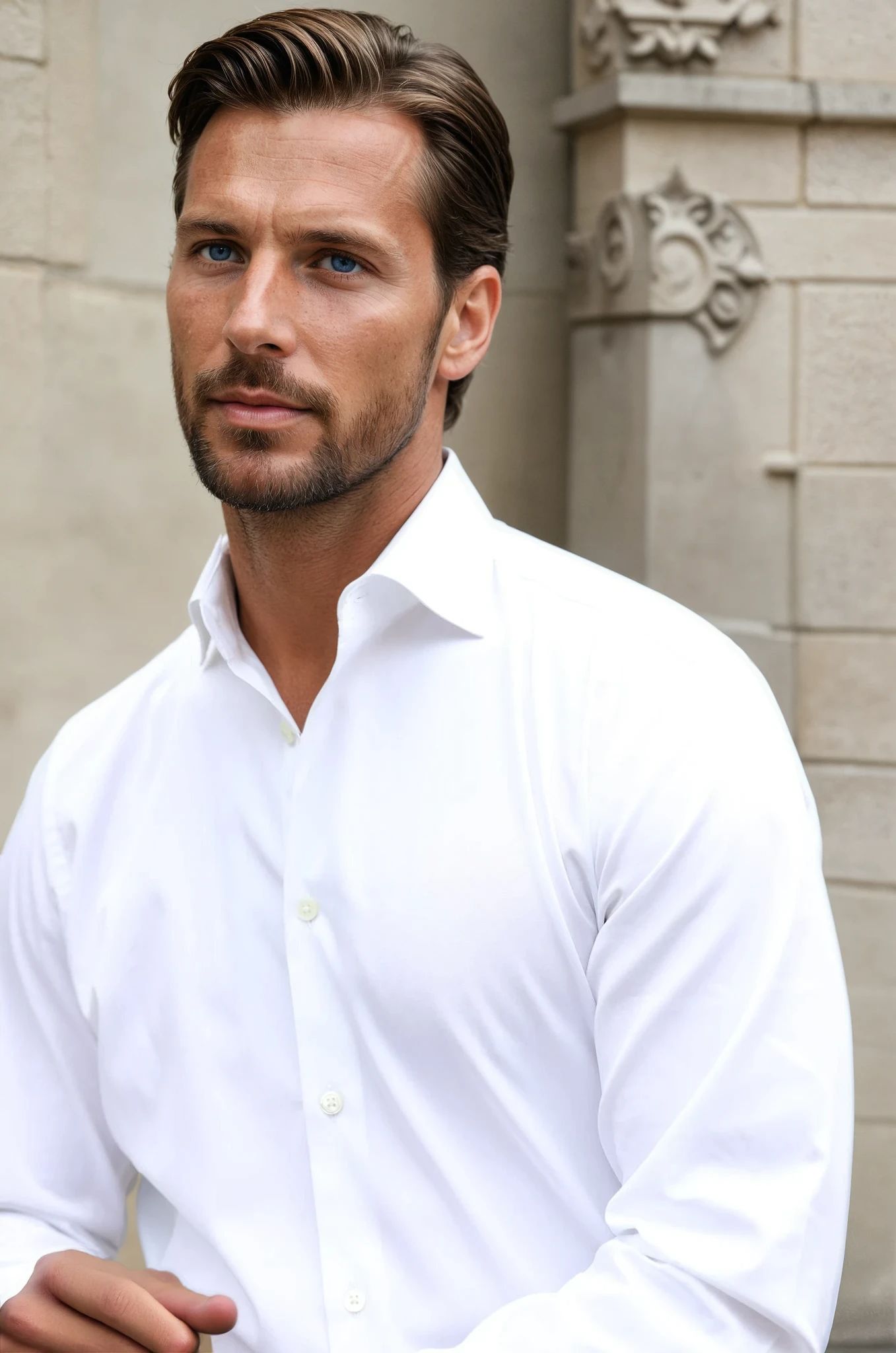 Chemise Gio col italien en popeline - Blanc-CHEMISE HOMME-Curling-Paris