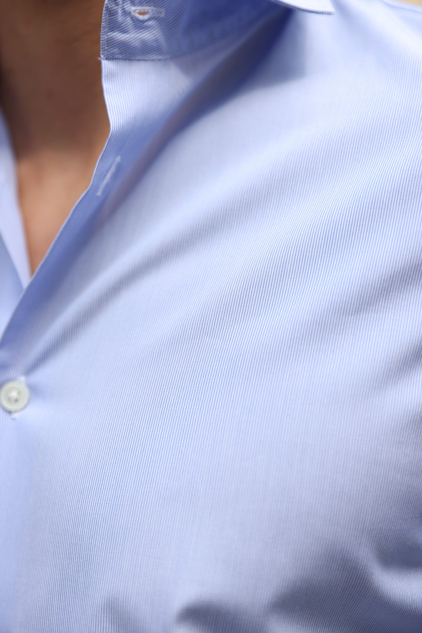 Chemise Gio en coton à fines rayures - Ciel-CHEMISE HOMME-Curling-Paris