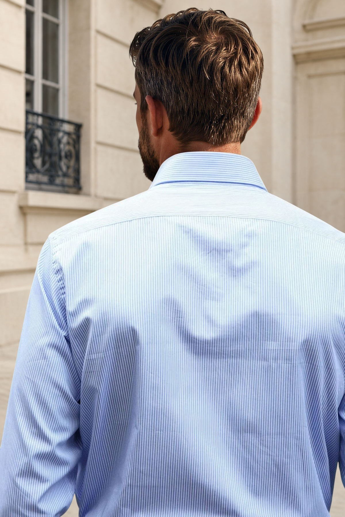 Chemise Gio en coton à rayure - Ciel-CHEMISE HOMME-Curling-Paris